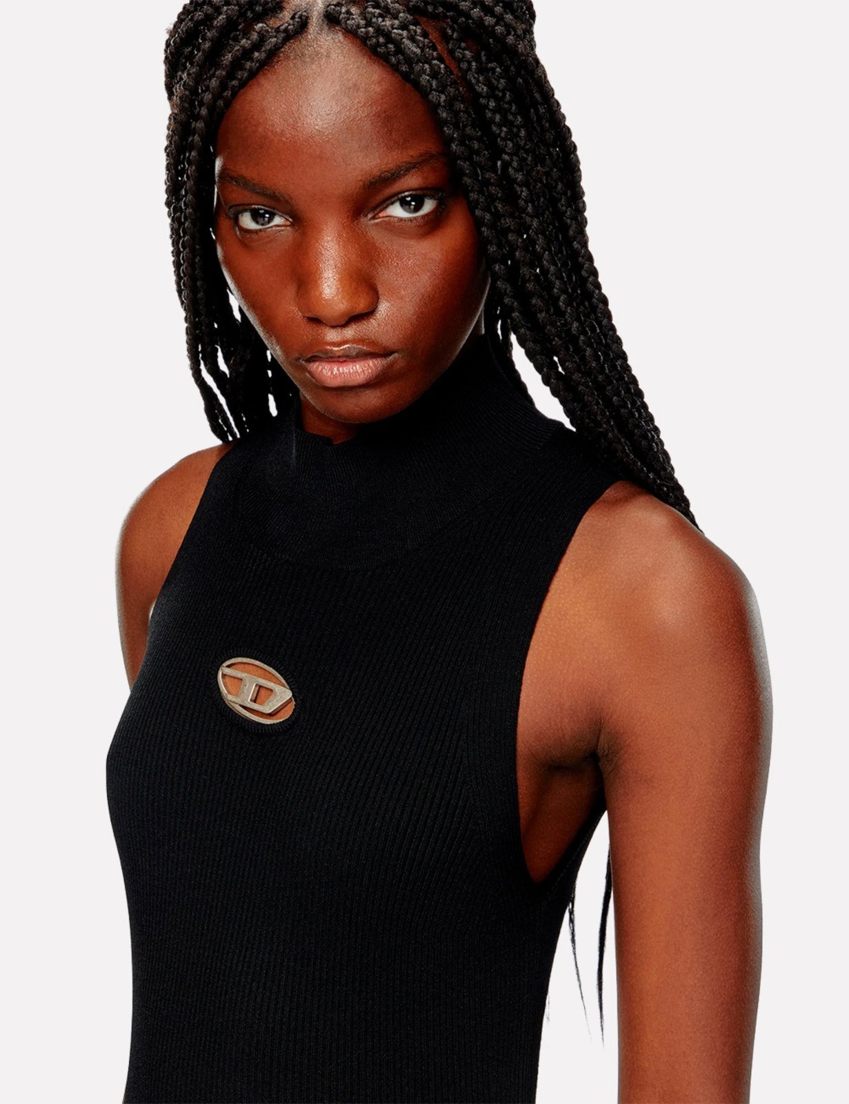 Vista 3 Regata Diesel Feminina Slim Fit 0Nervax-Top Knitwear Preta preto Diesel preto