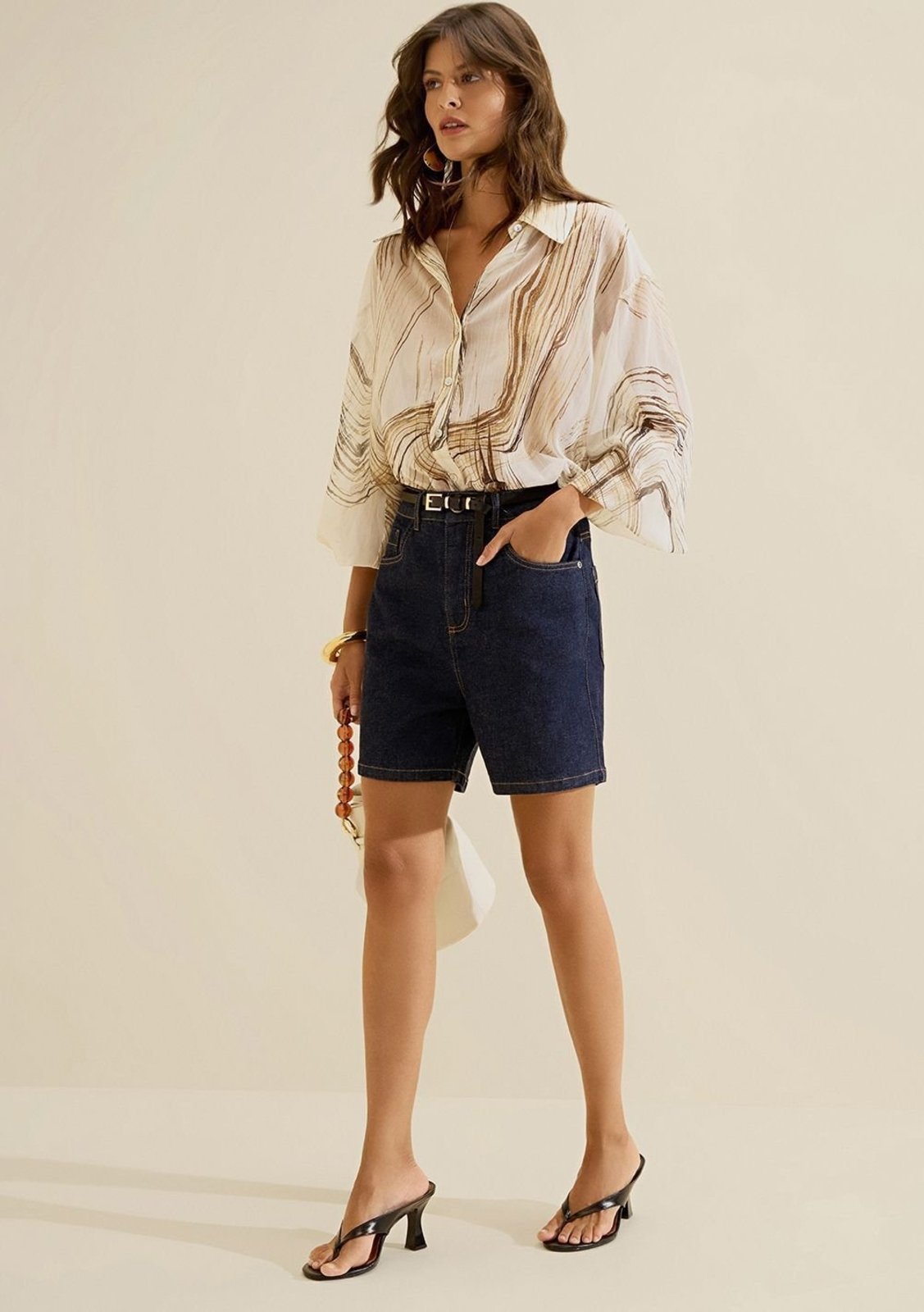 Bermuda Jeans Reta Origem - Azul