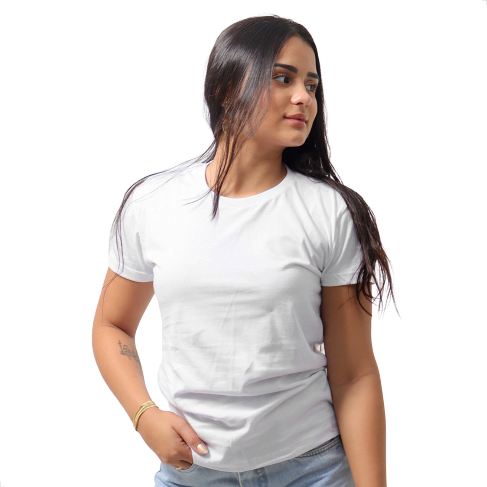 Blusa Baby Look Feminina Preta Básica em Algodão