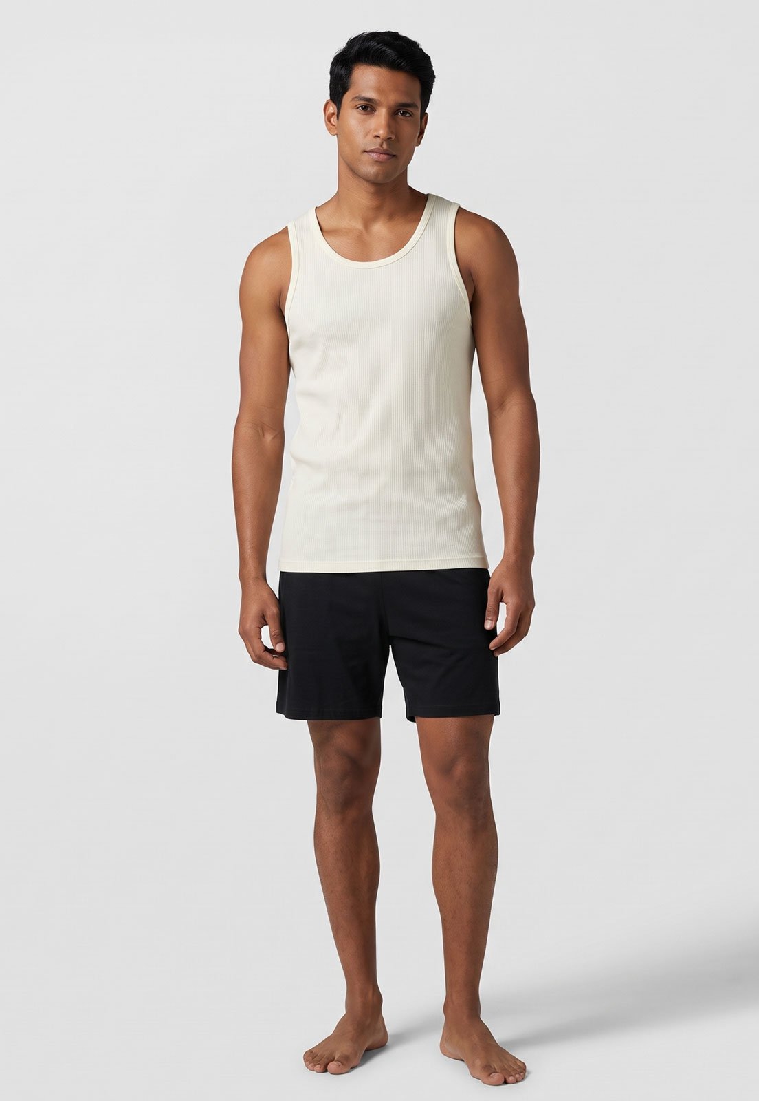 Conjunto Pijama Masculino Hering Sem Manga Algodão Bege