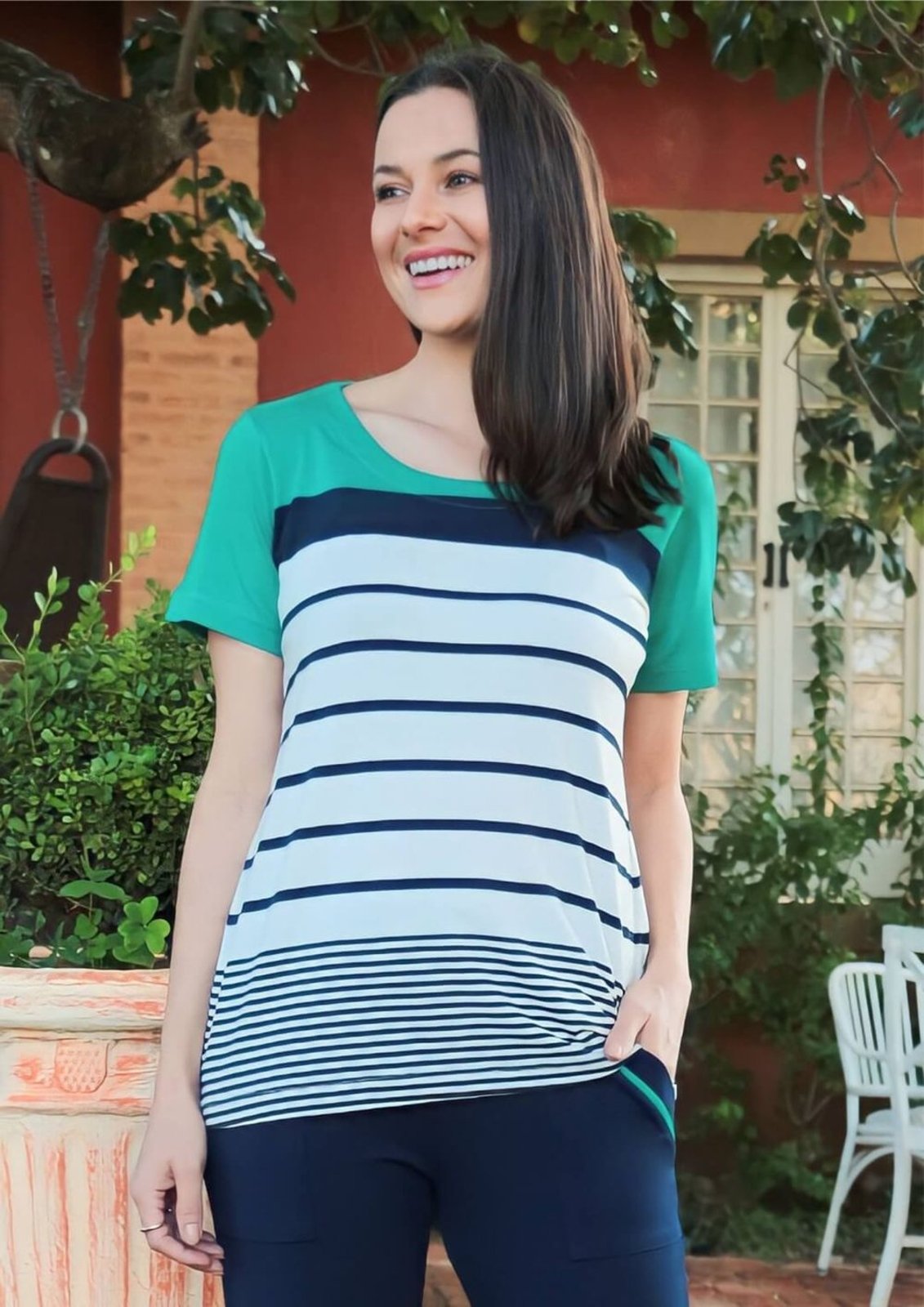 Blusa Pau a Pique Listrada Verde VERDE – XL Pau a Pique