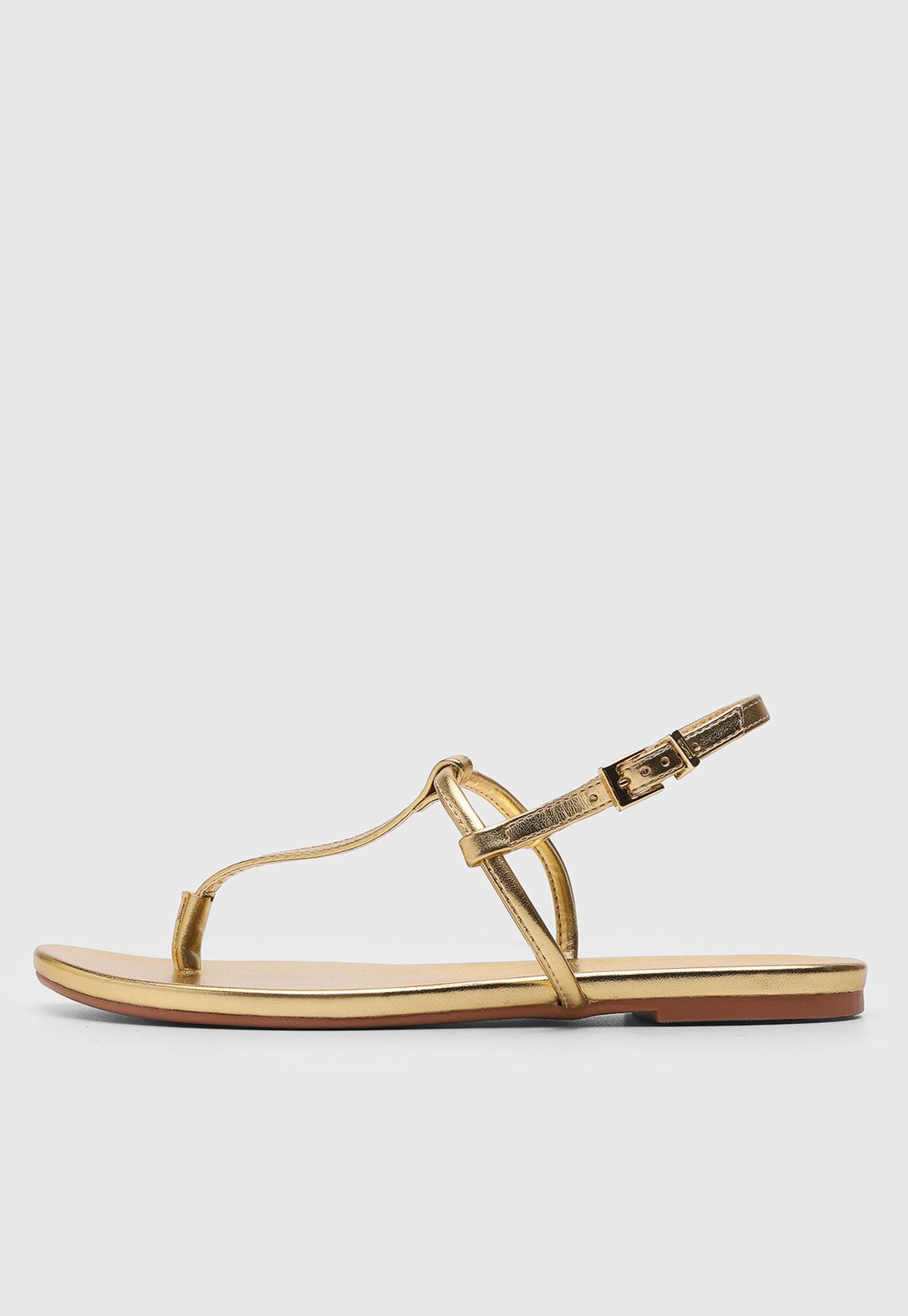 Sandália Feminina Santa Lolla Flat Metalizada Dourado Ouro