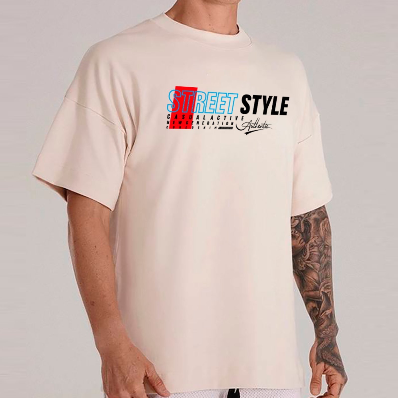 Camiseta Ousy Unissex Street Style Visual Exclusivo Básica Off White