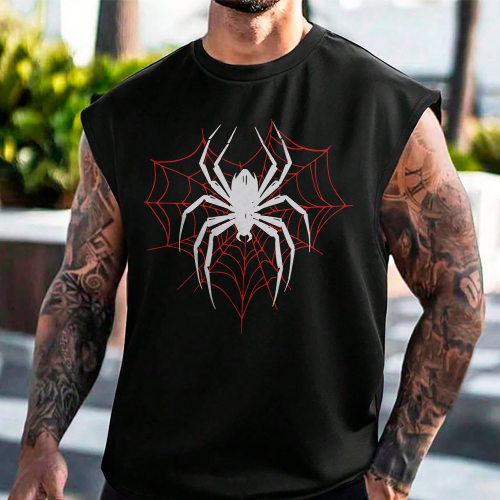 Camiseta Regata Machão Aranha Teia Spider Dark Streetwear Hype Preto
