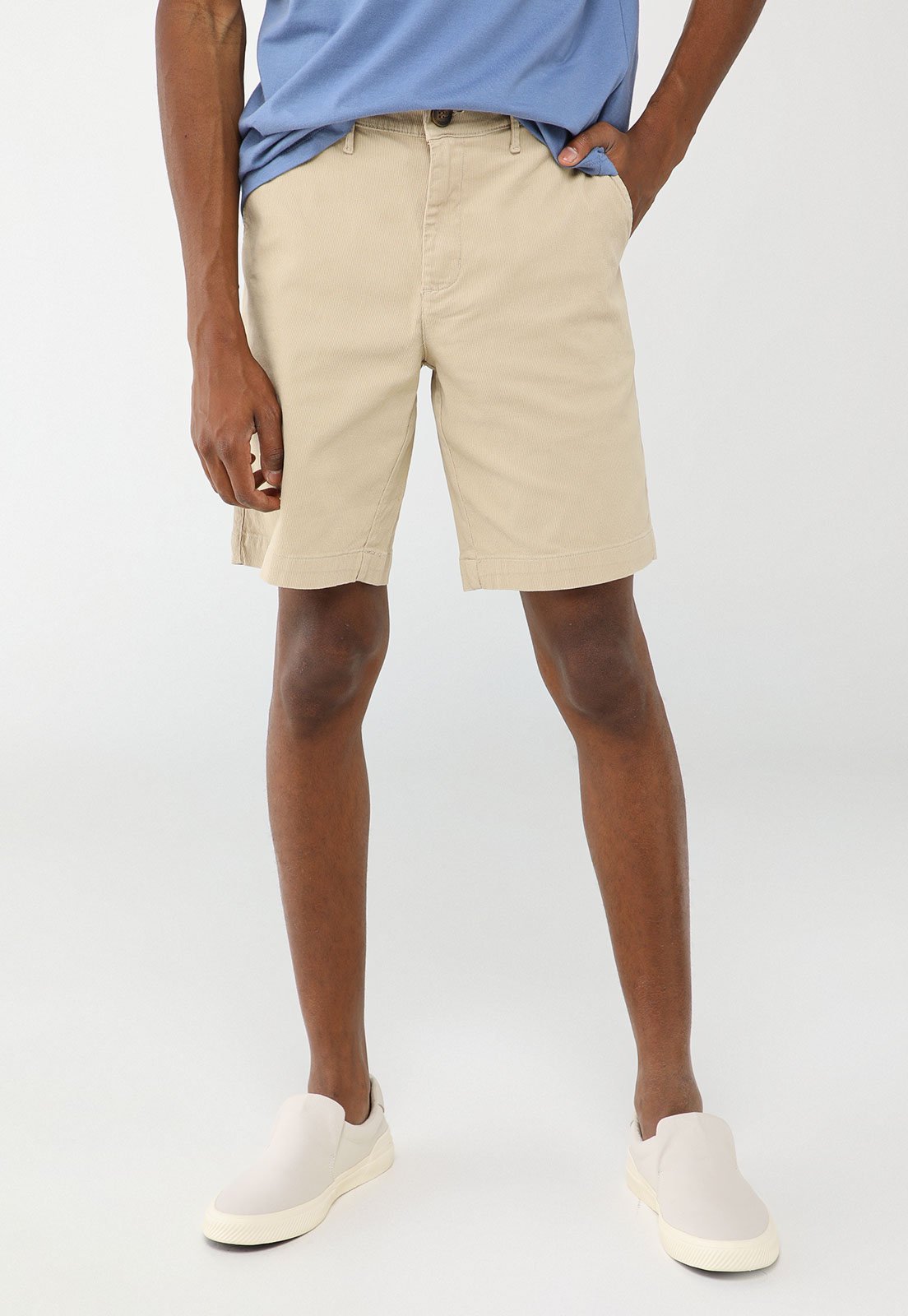 Vista 2 Bermuda Masculina Dudalina Sarja Texturizada bege Dudalina bege