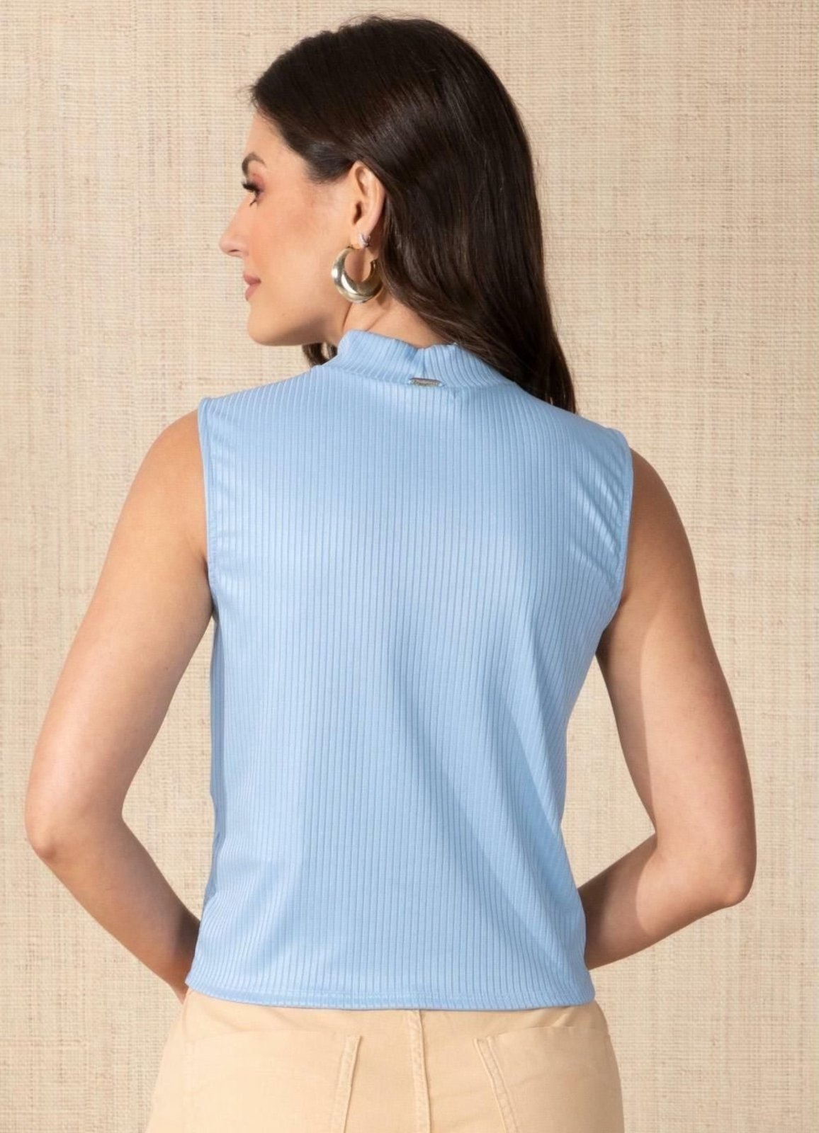 Vista 3 Blusa Torção Na Barra Frente Quintess azul Quintess azul