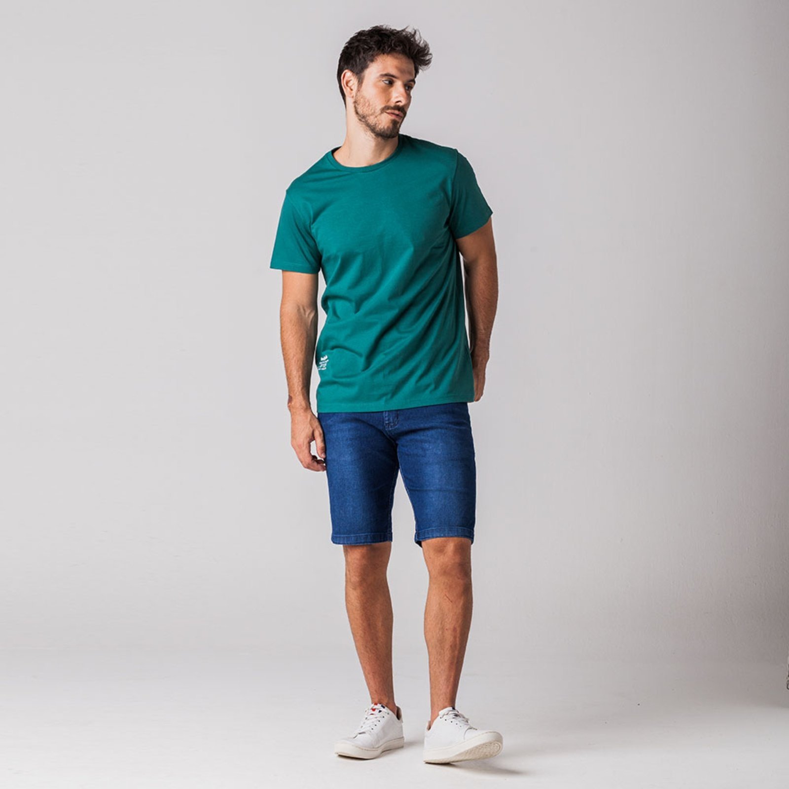 Camiseta Masculina Estampa Rock e Soda Verde Escuro