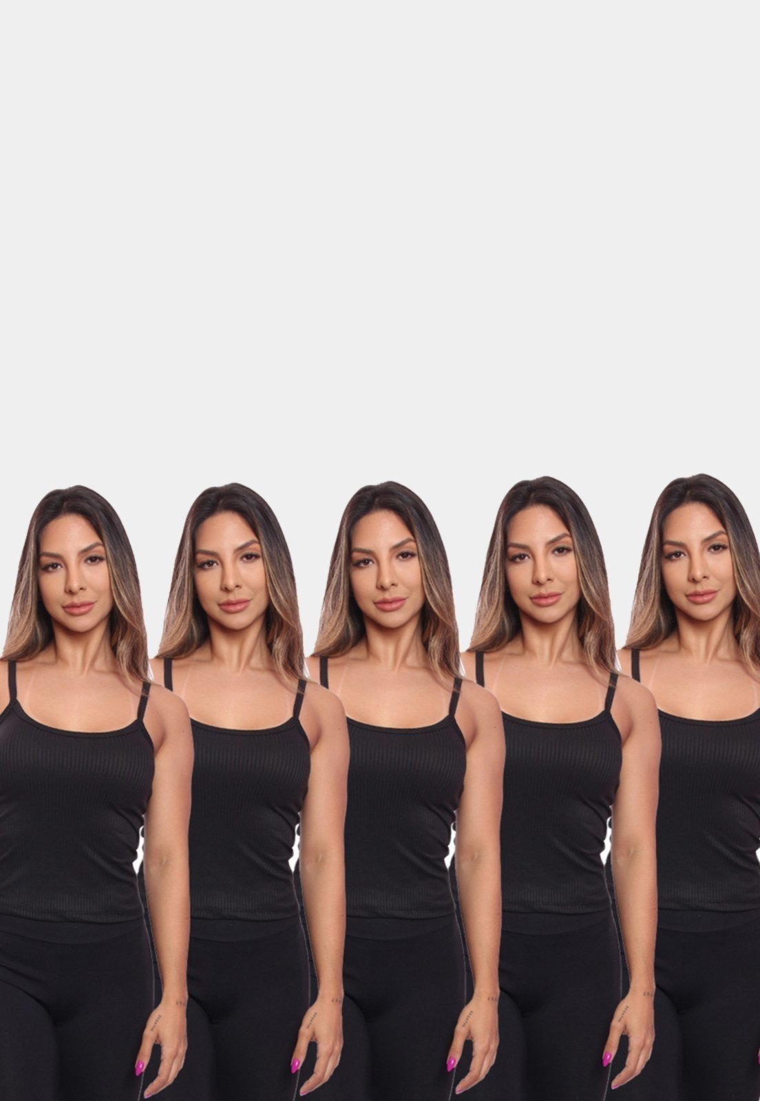 Kit 5 Regatas de Alcinha Canelada Feminina Lisa Blusa Blusinha Básica Treino Academia