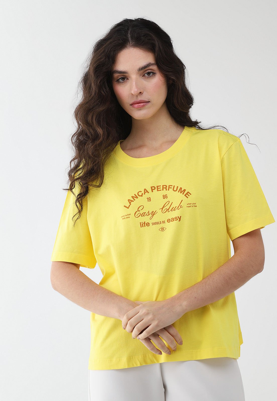 Camiseta Feminina Lança Perfume Silk Frontal Amarela