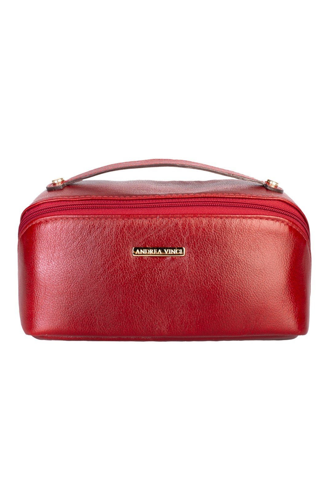 Necessaire de couro liso Athena 11x25x12,5cm – Vermelho