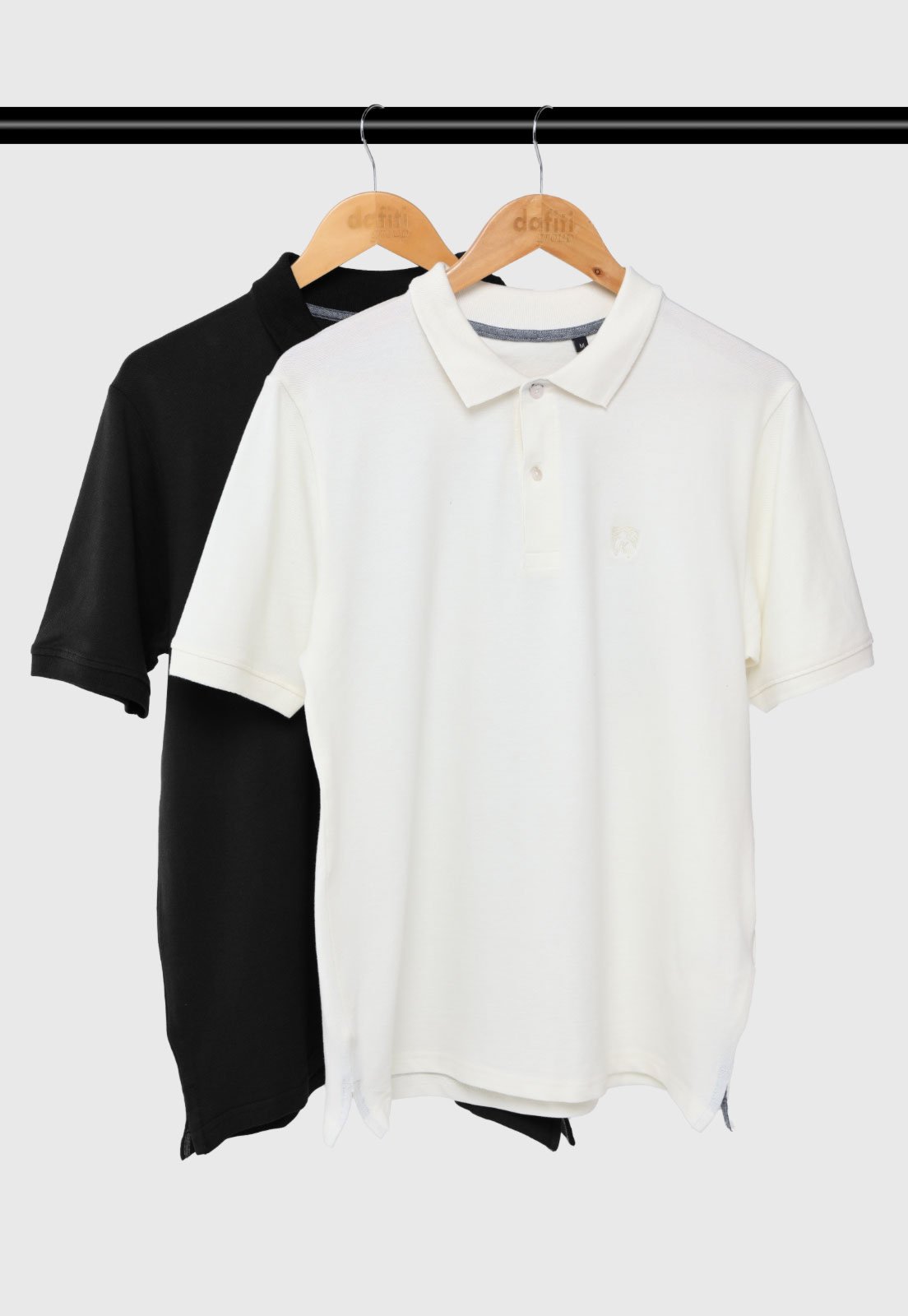 Kit 2 Camisas Polo Masculina MR Kitsch Slim Preta e Off-White