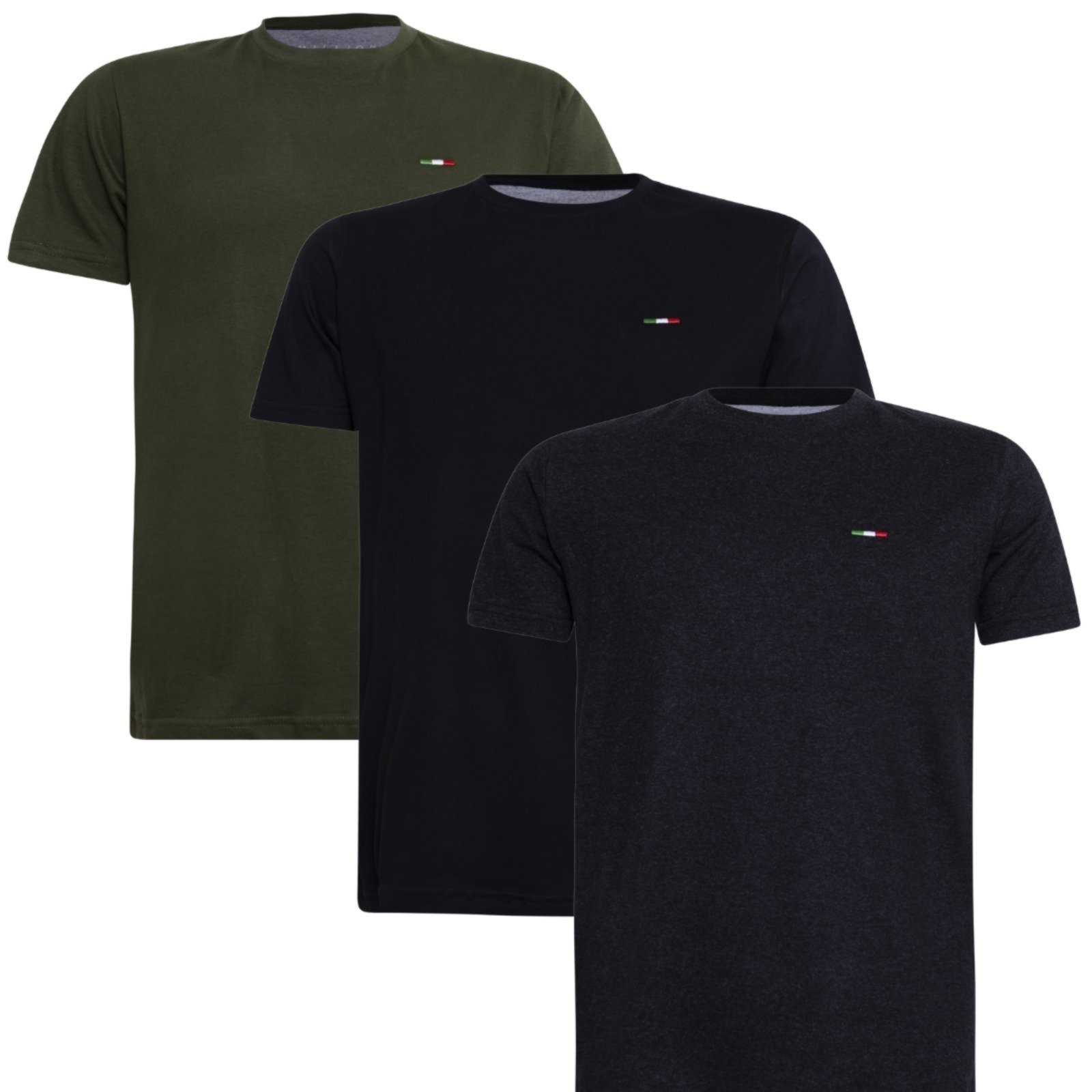Kit 3 Camisetas Itália Premium Alta Costura Verde Preto Preto