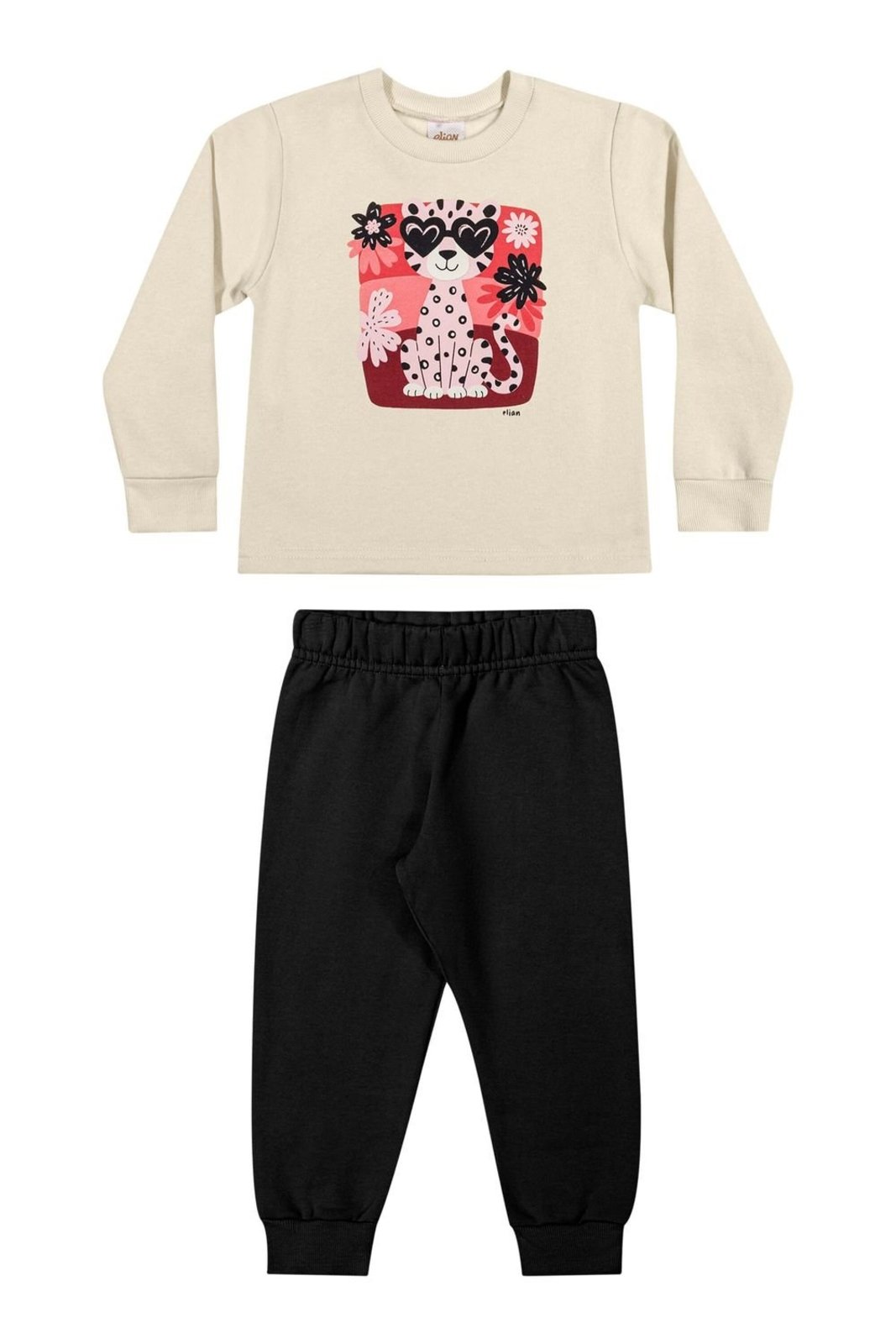 Infantil - Conjunto Longo Menina Estampado Elian Bege