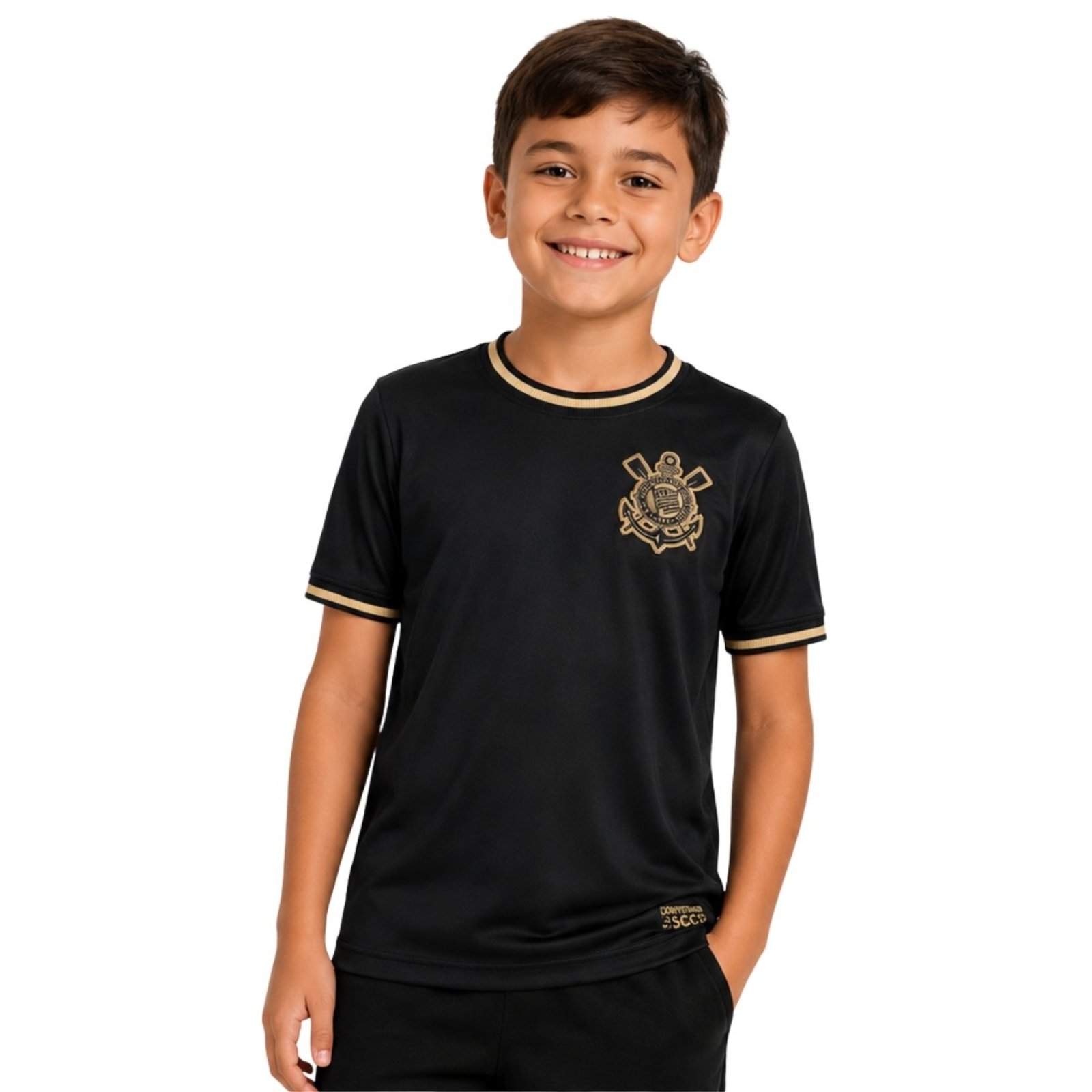 Camiseta Corinthians Punho Dourada Preto