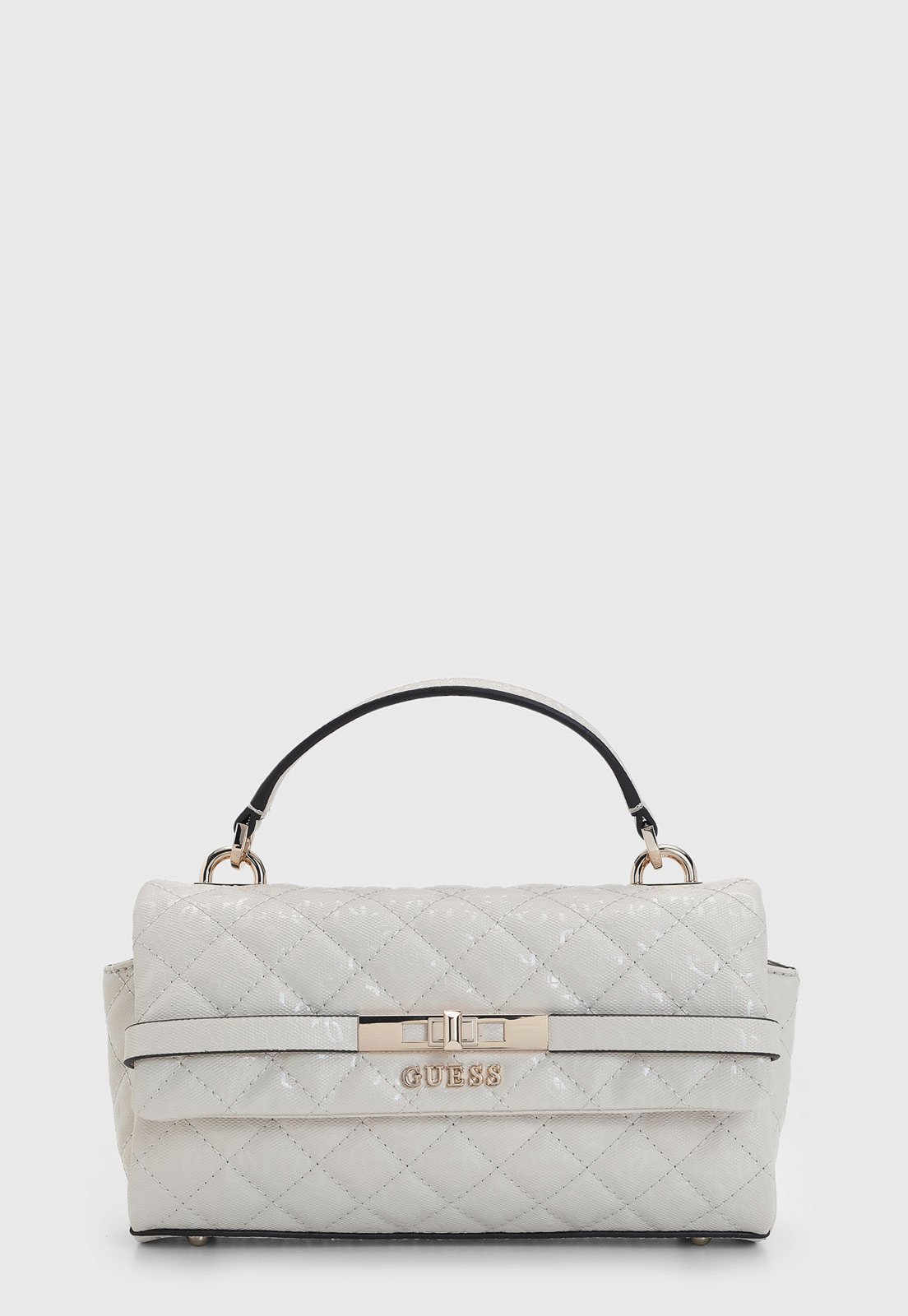 Vista 2 Bolsa Média Guess Matelassê Monograma Off White off-white white off-white white