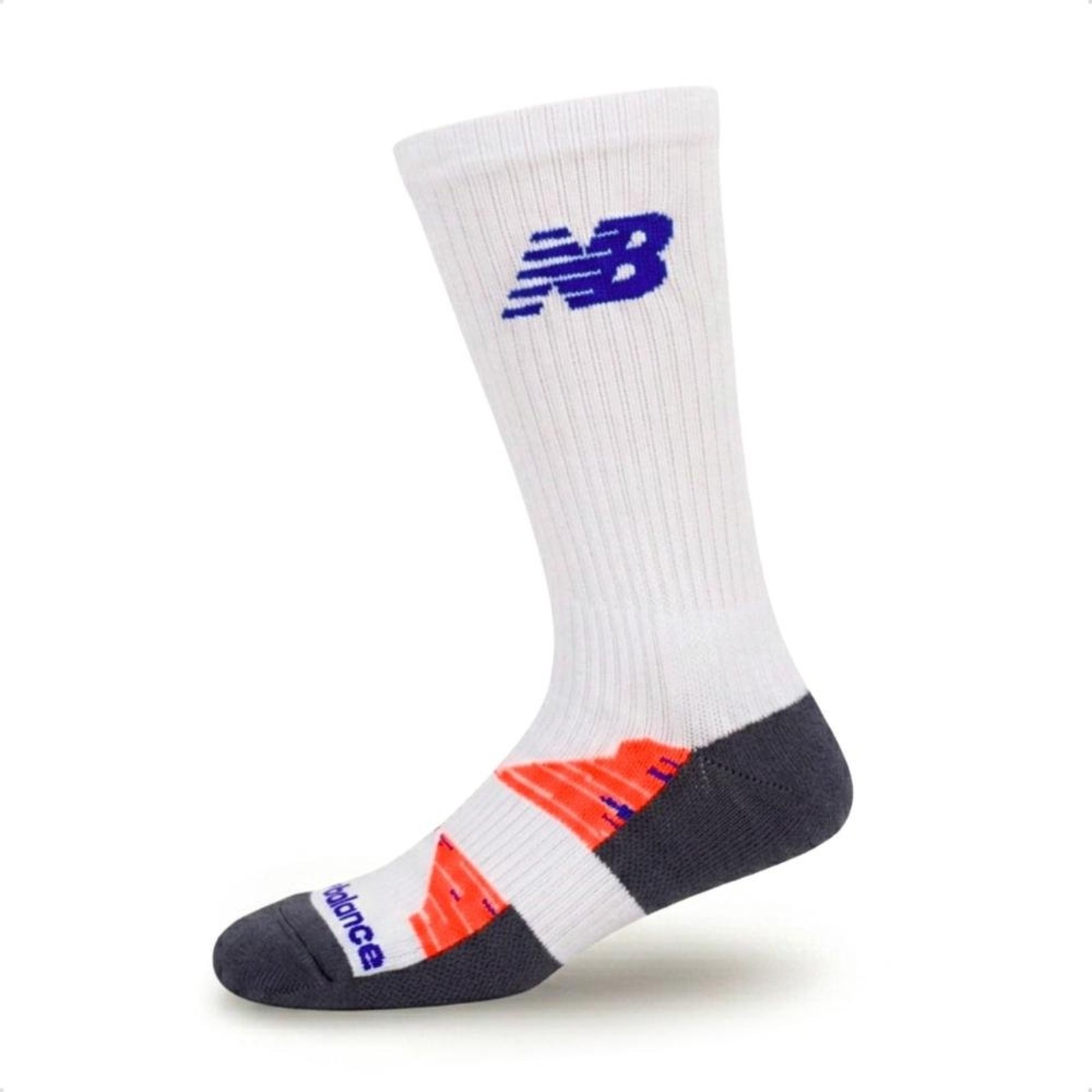 Meia New Balance Unissex Performance Run Cano Longo Corrida Branco