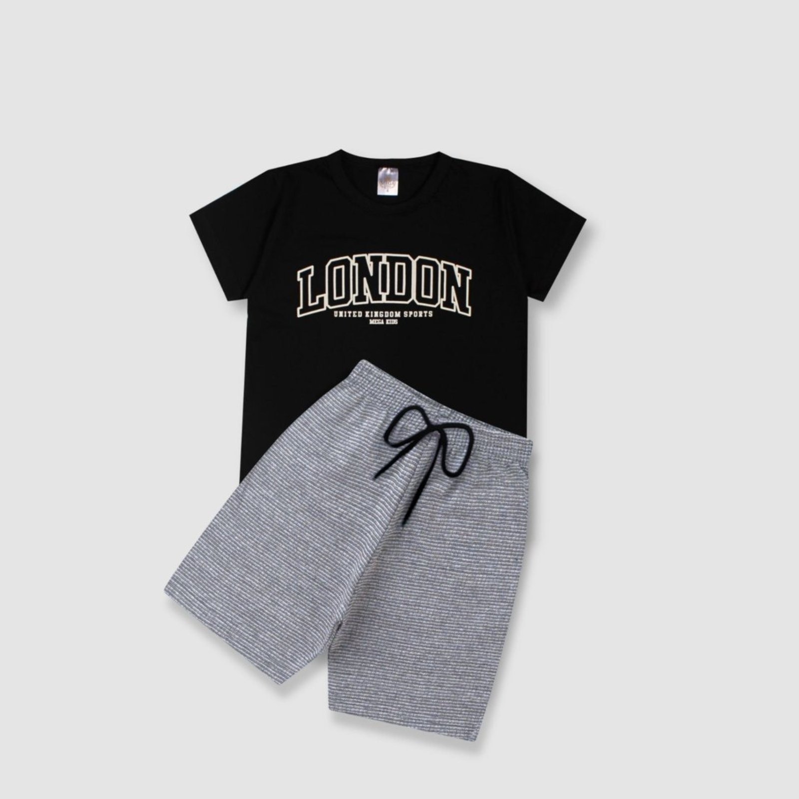 Vista 3 Infantil - Conjunto Verão Masculino London - Preto Mega Kids unico Mega Kids unico