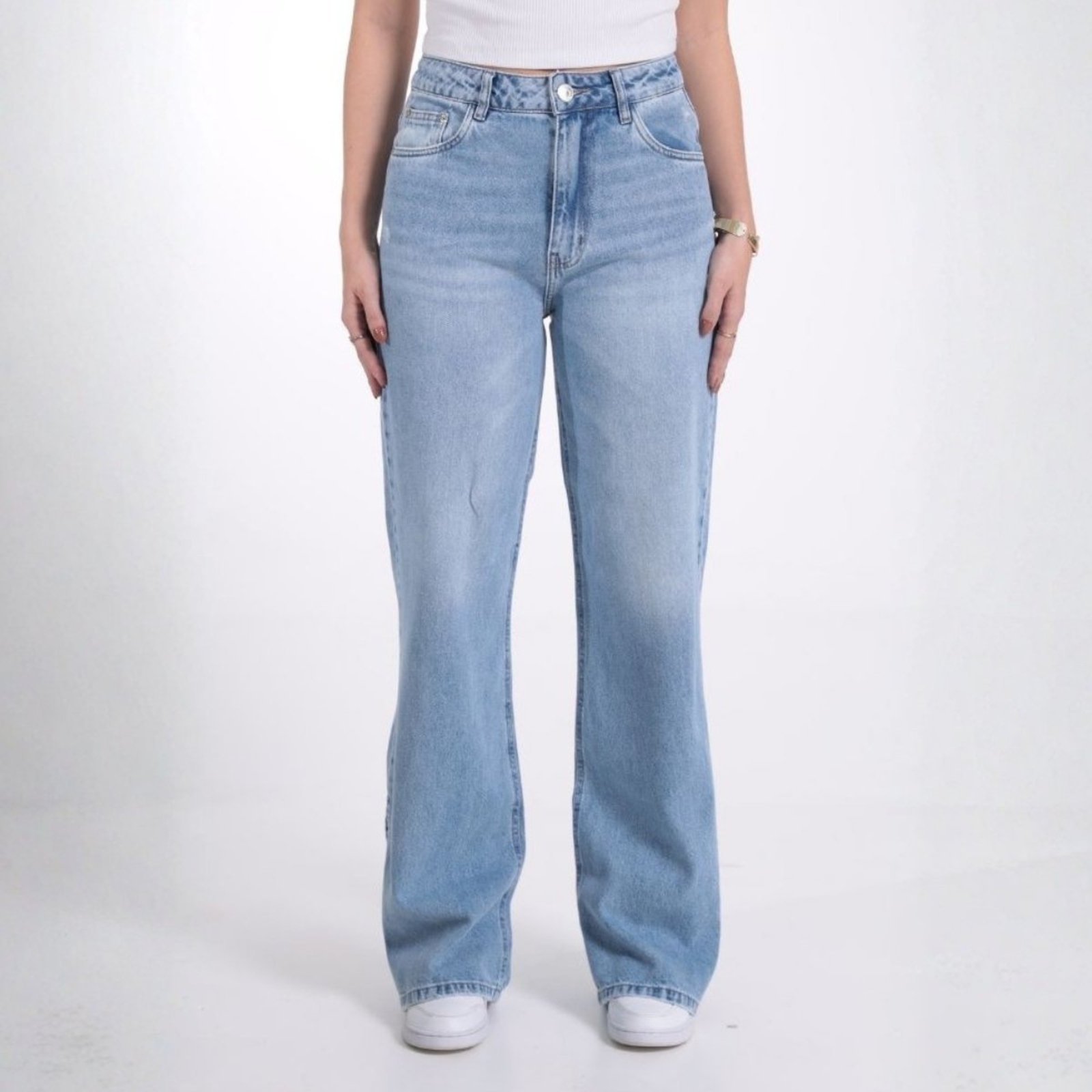 Calça Jeans Wide Leg Com Abertura Feminina Revanche Stella