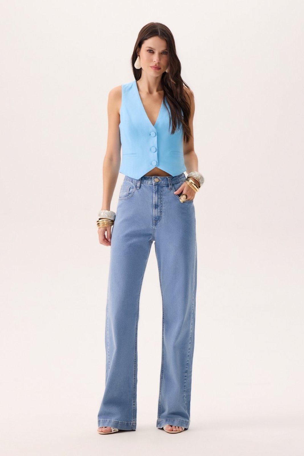 Calça Feminina Ágata Jeans Flor de Lis