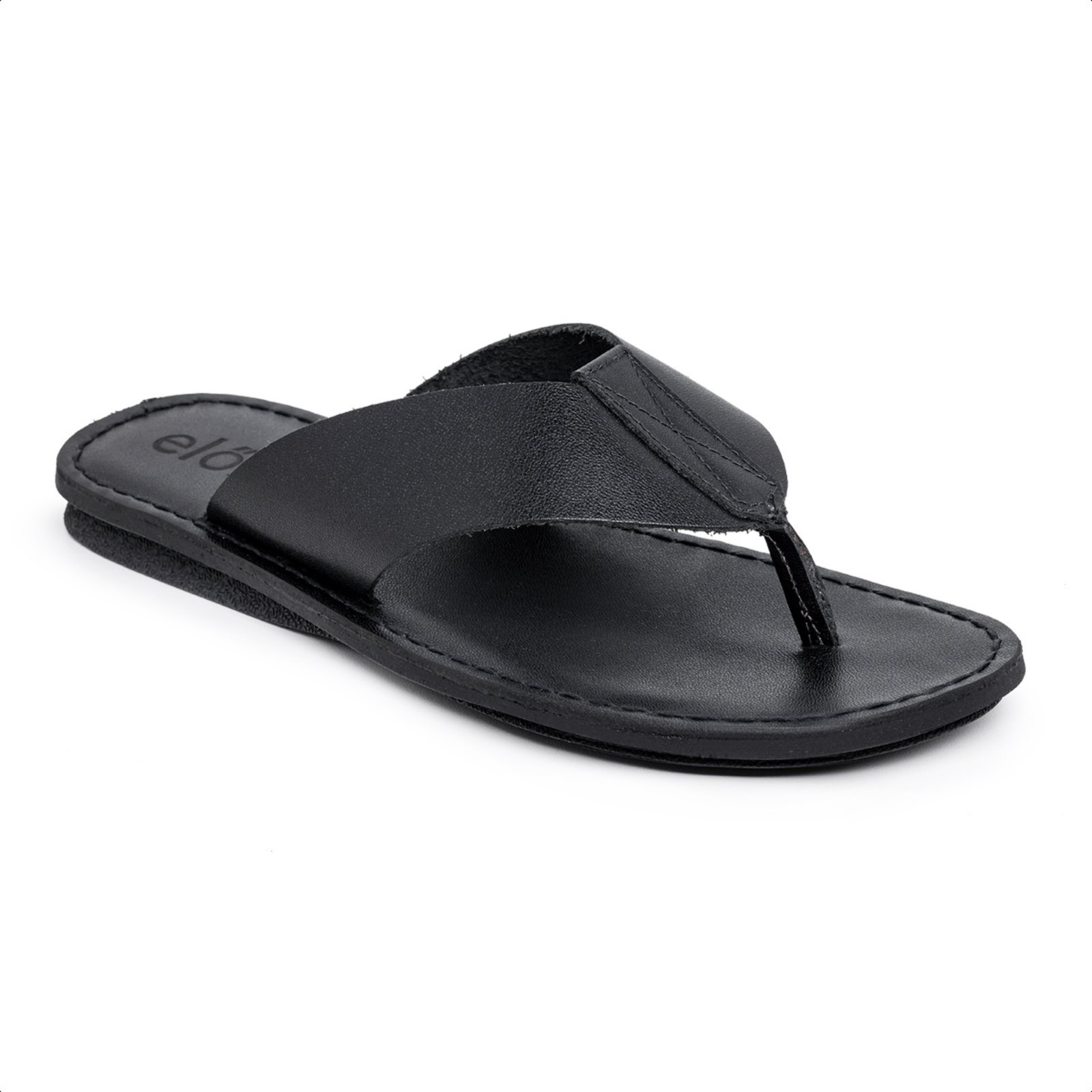 Chinelo de Dedo Masculino Feito 100% Em Couro Anatômico Ortopédico Para Esporão Diabétes Preto