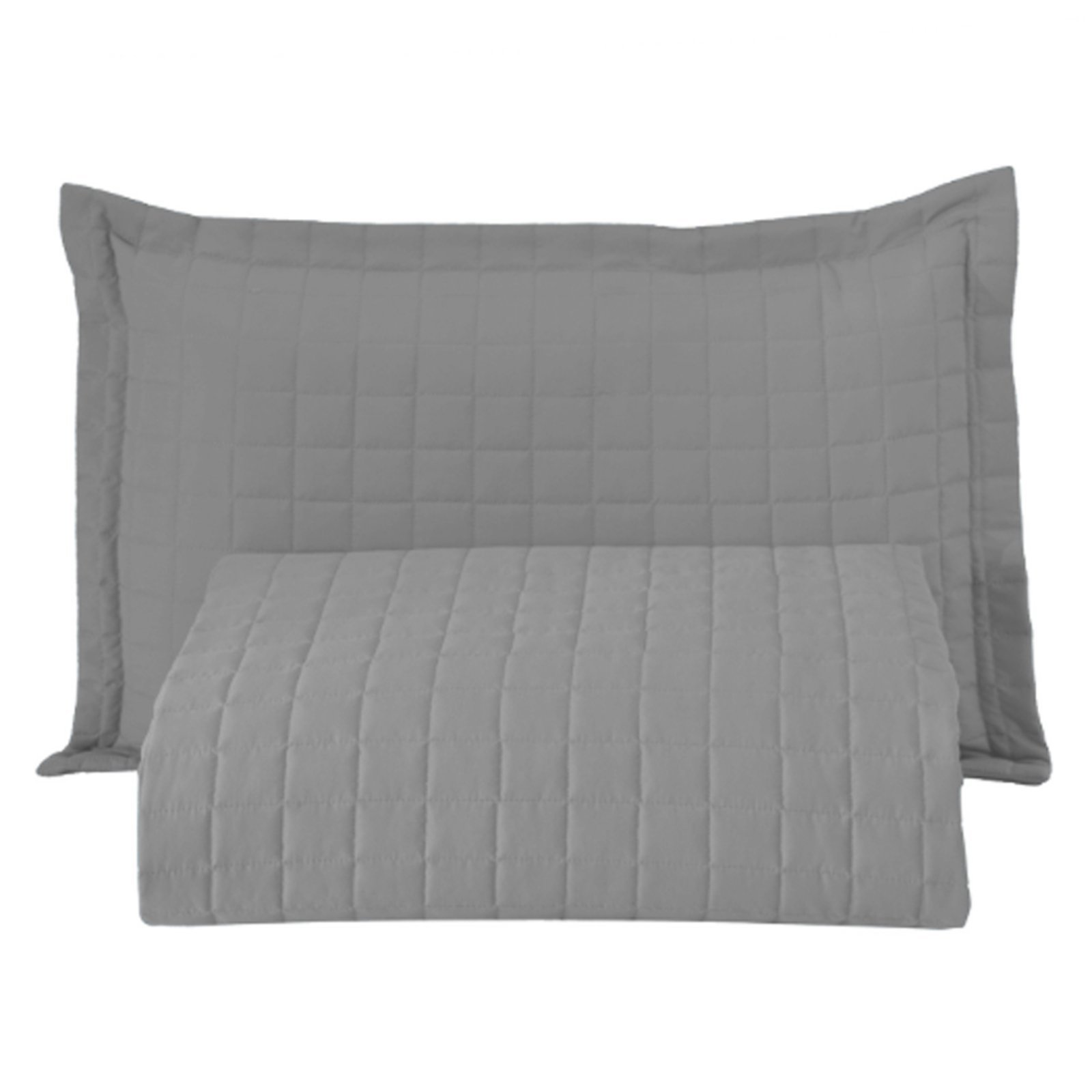 Kit Cobre Leito Colcha Casa Scarpa Bellini Solteiro Dupla Face Percal 300 Fios Textura Matelassê 2 Peças - Cinza