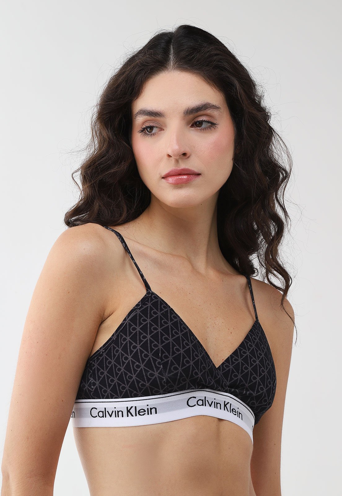 Top Feminino Calvin Klein Underwear Modern Cotton Estampado Preto