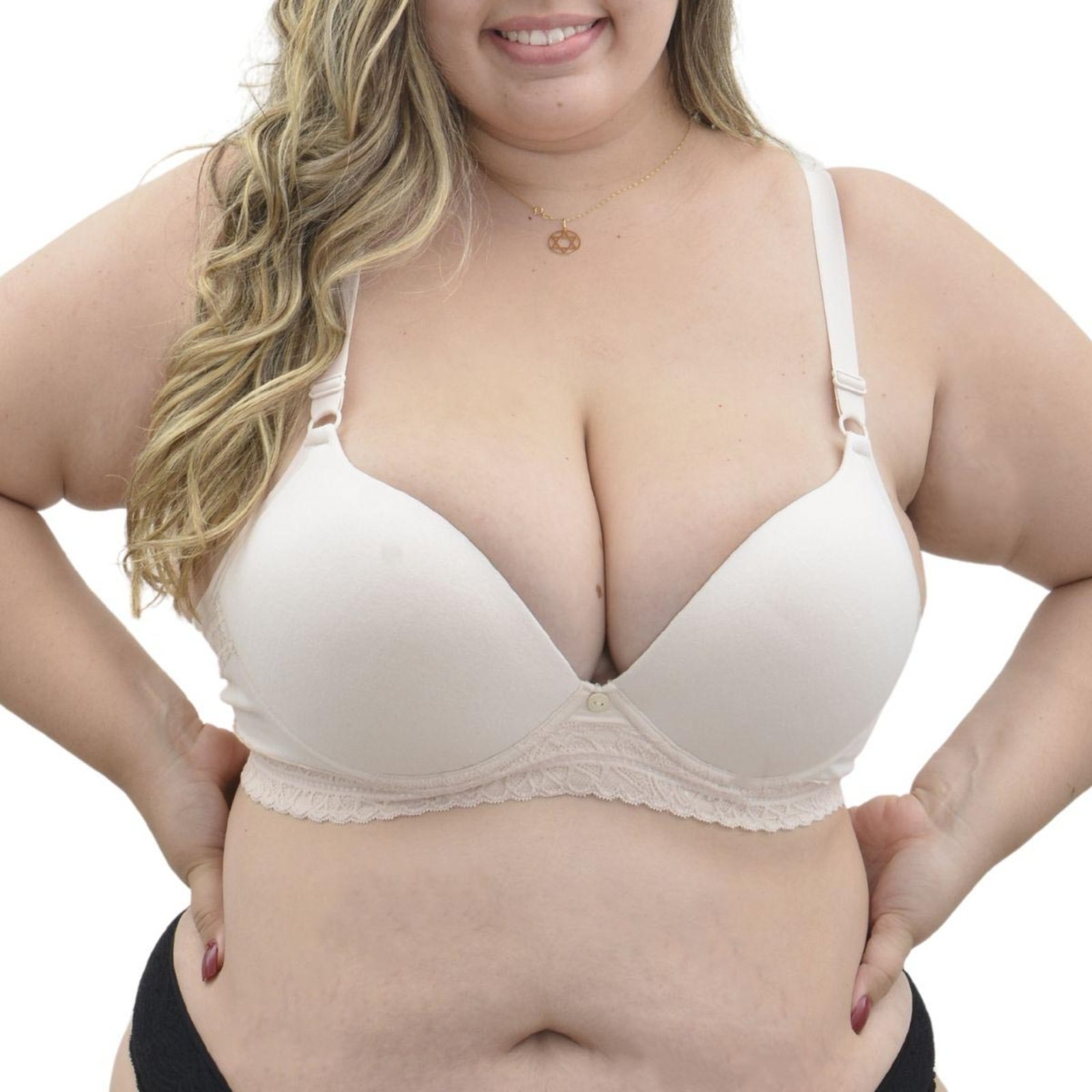 Sutiã Plus Size com bojo base reta rendada Econfort .