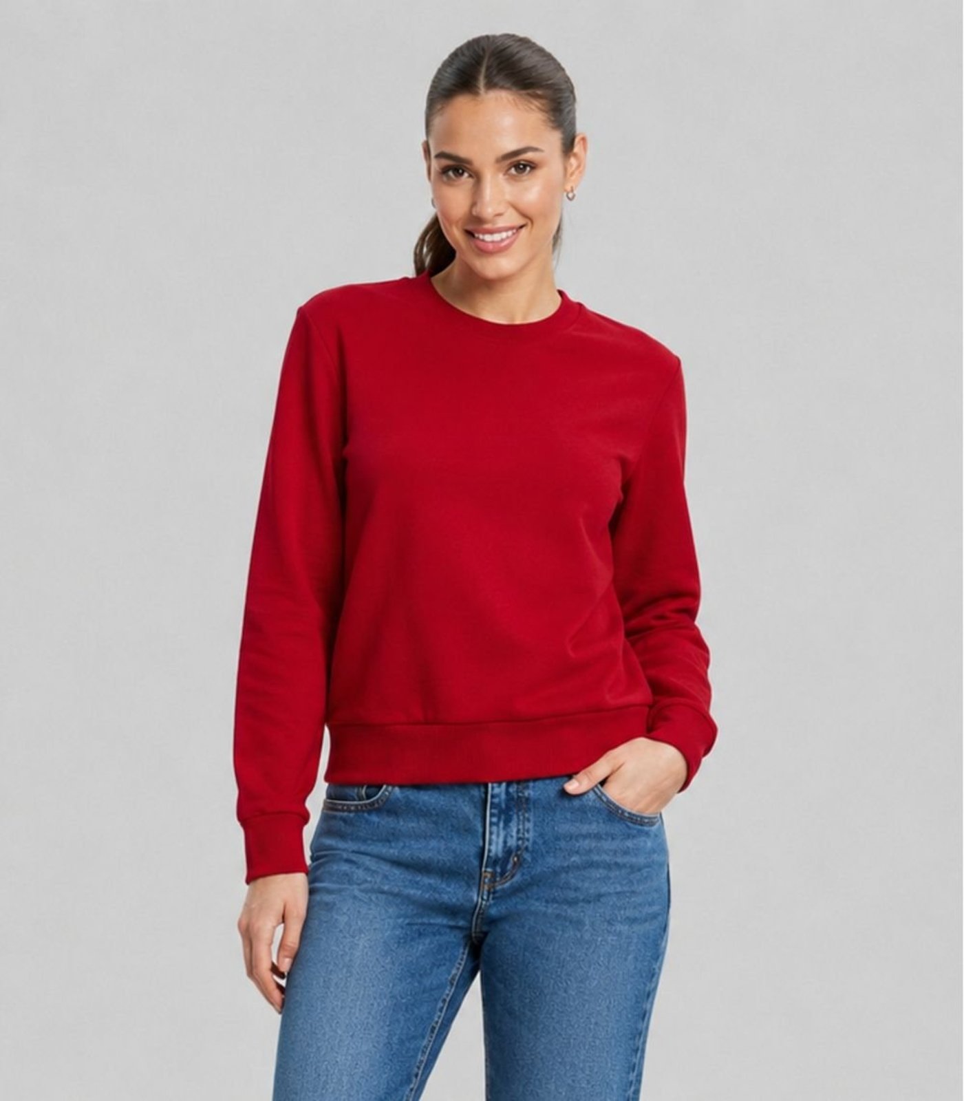 Blusão Feminino Básico de Moletom Rovitex Vermelho