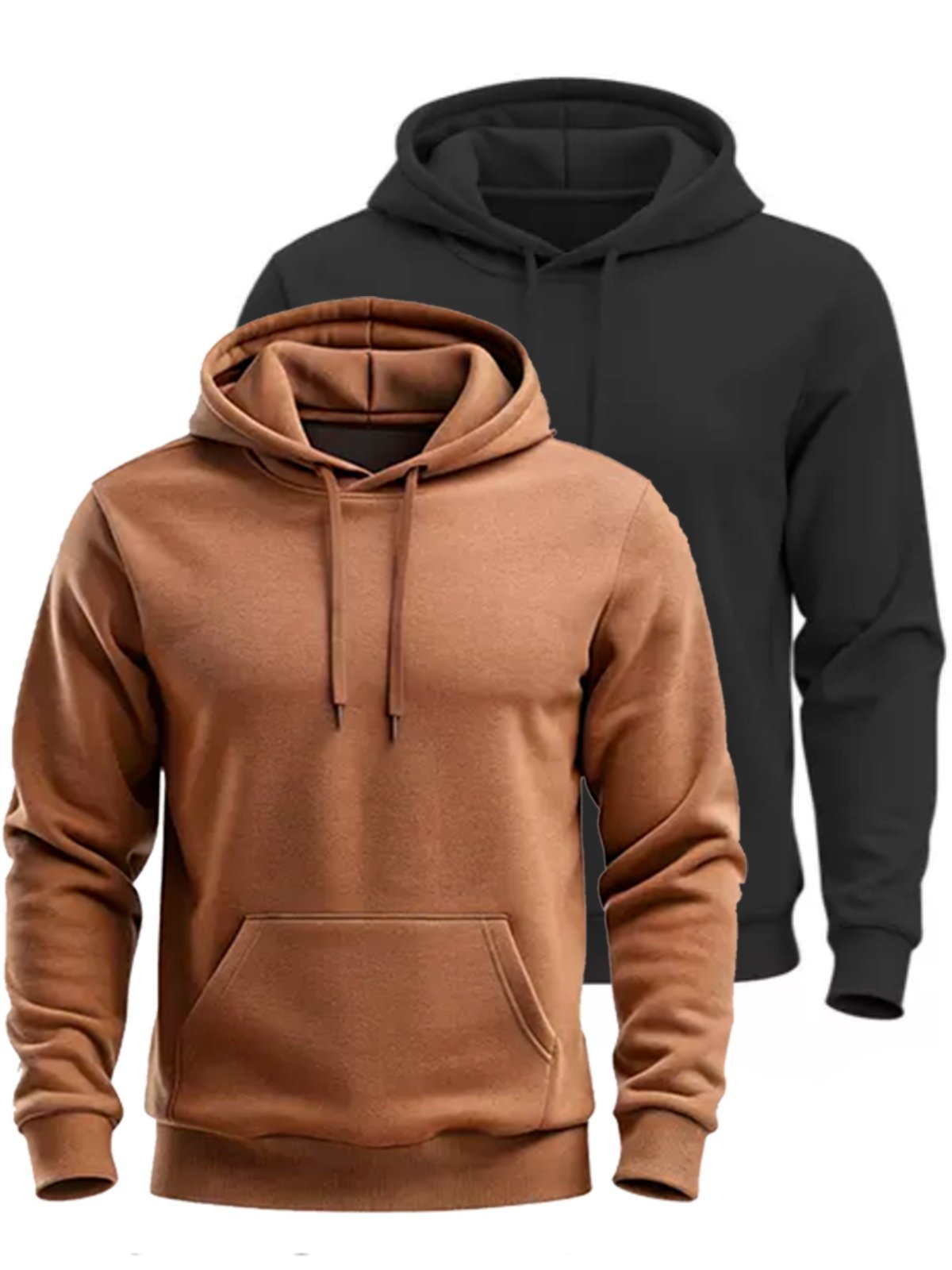 Kit 2 Moletom Masculino Moleton Feminino Casaco fechado Liso Blusa de Frio Mooboo Canguru Preto e marrom