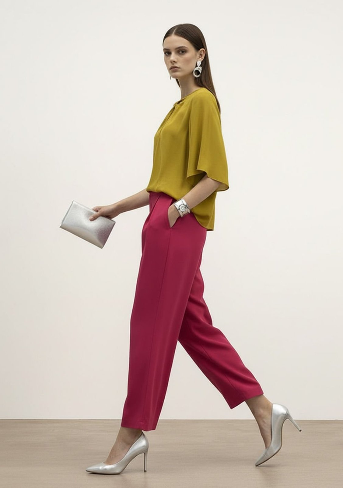 Calça Iódice Reta Alta Rosa