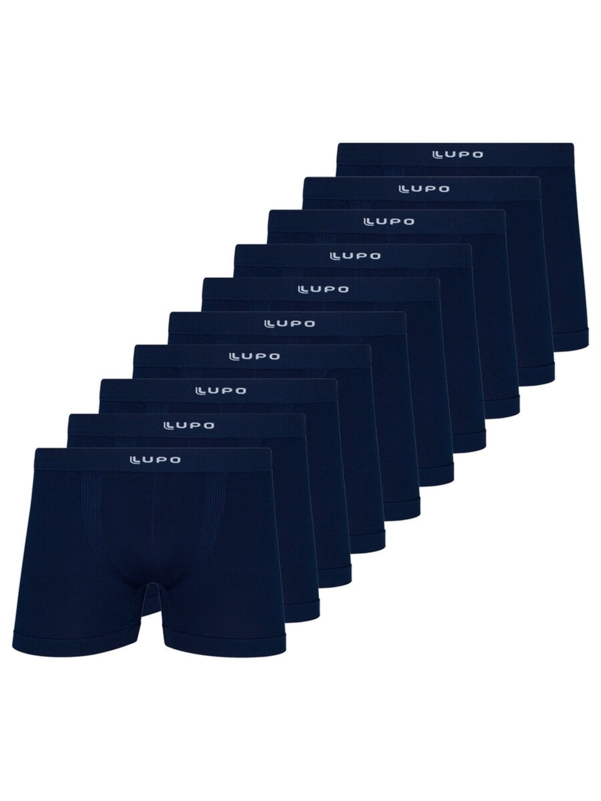 Kit com 10 Cuecas Boxer Lupo 661-001 Azul Marinho