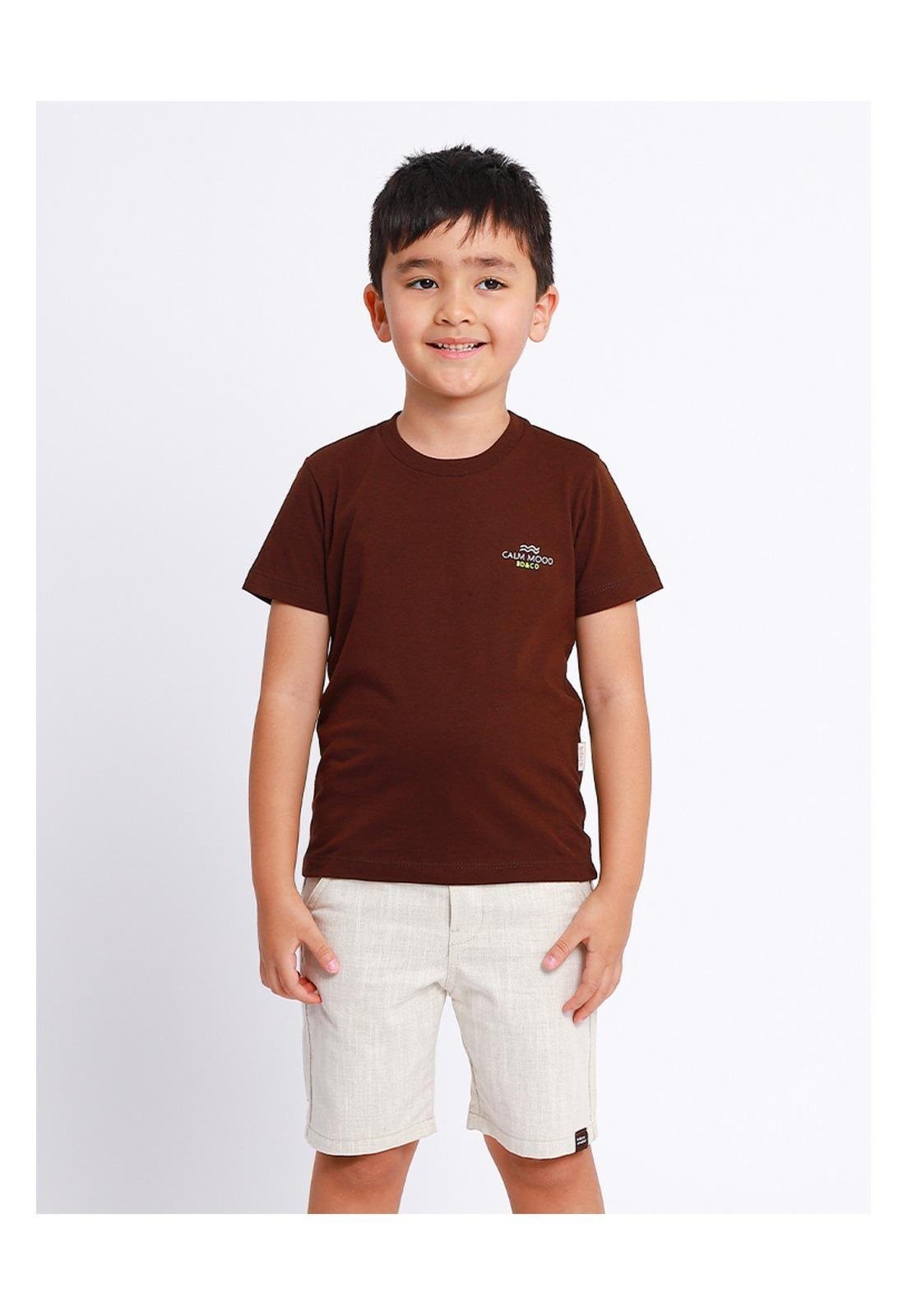 Infantil - Conjunto Curto Menino Marrom Banana Dang 10 Bordô