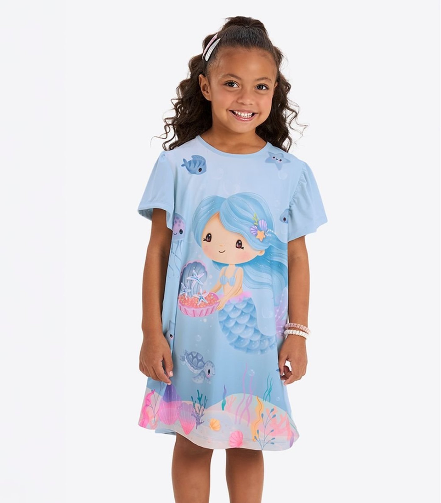 Infantil - Vestido Menina Estasmpado Rovi Azul