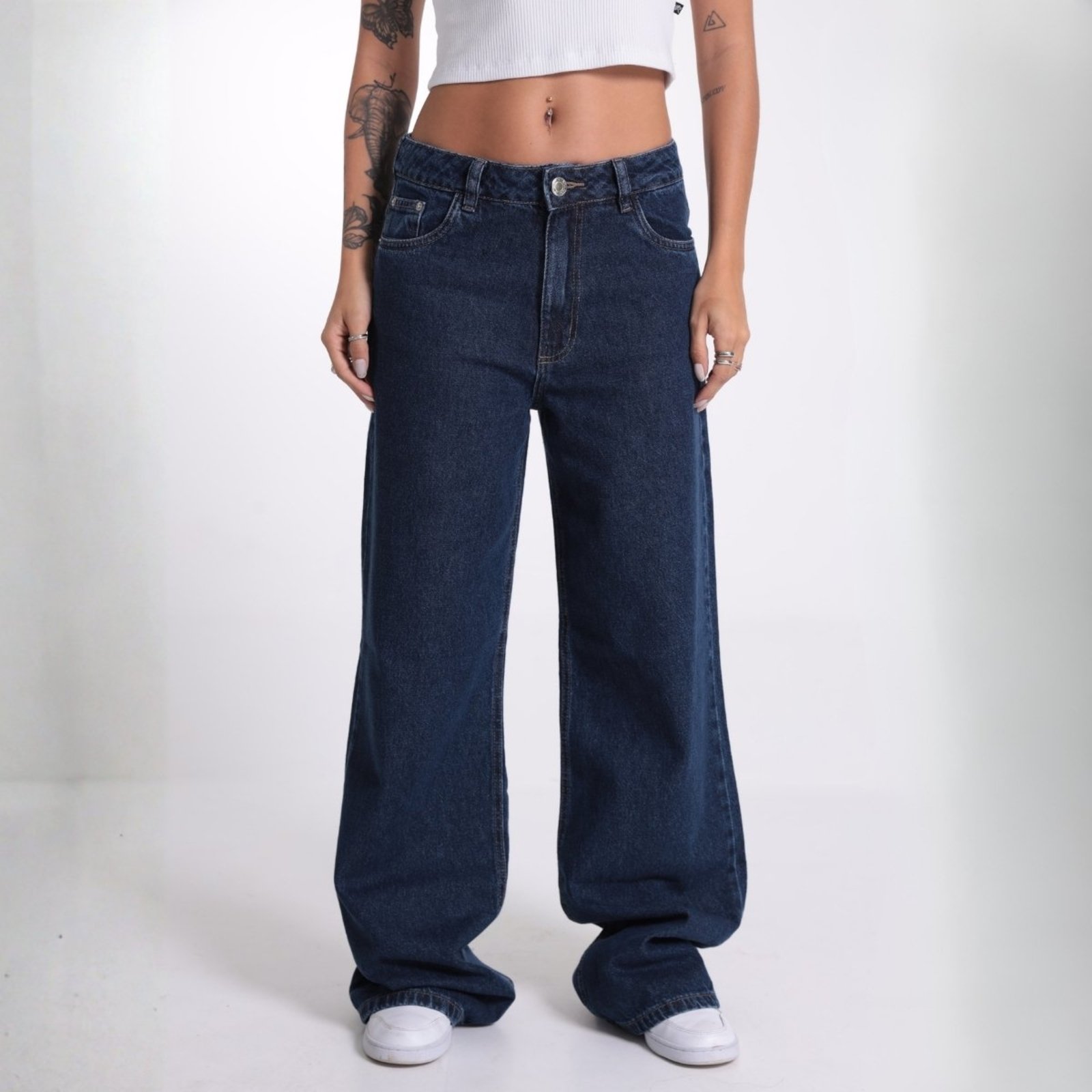 Calça Jeans Wide Leg Barra Normal Feminino Revanche Tartaristão