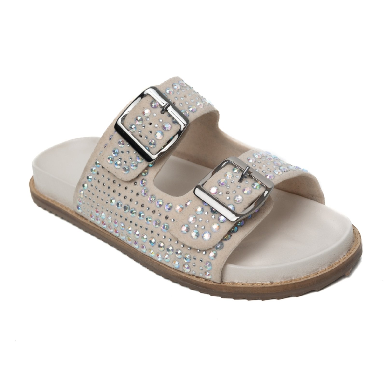 Papete BrilhoPedraria em Strass Sandalia Rasteira Off White Tellini Store