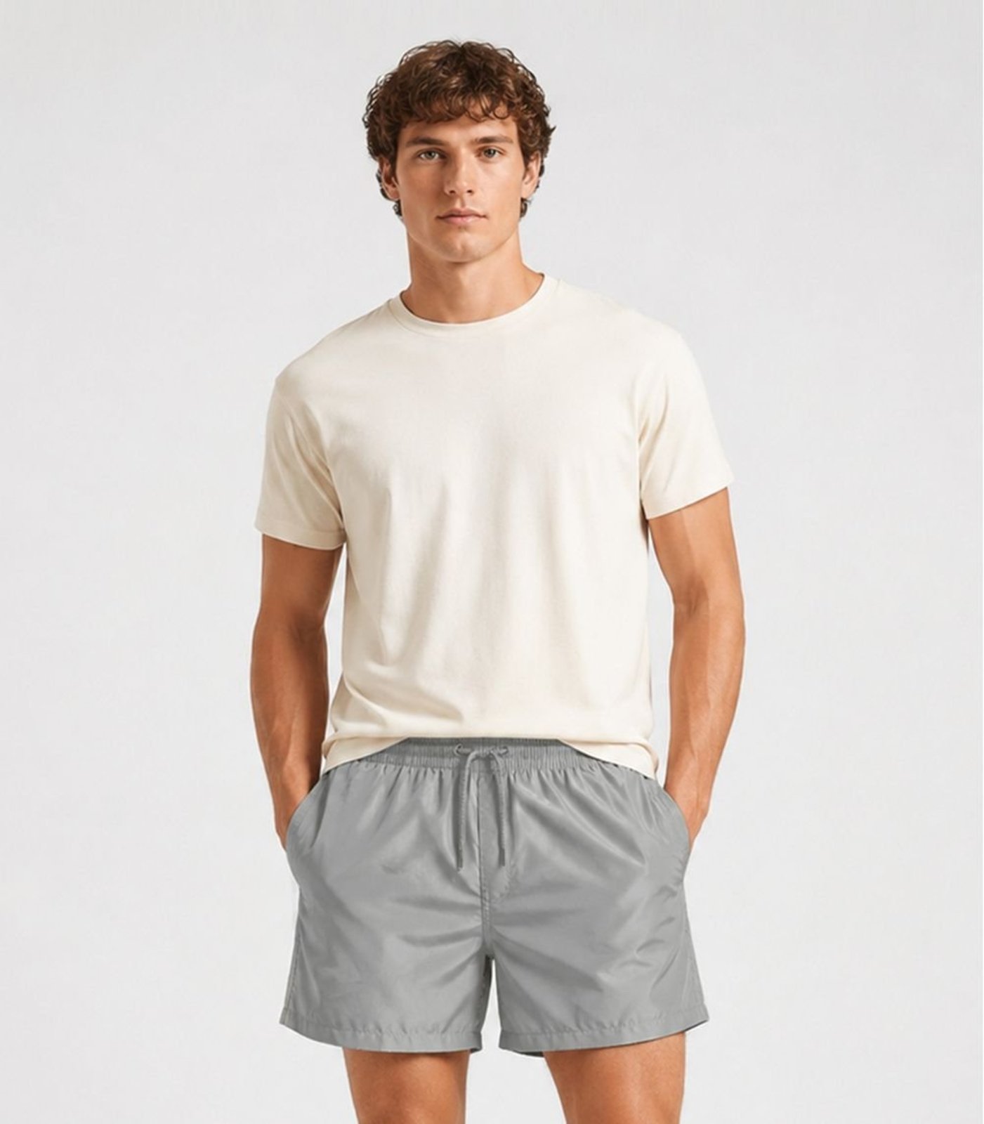Bermuda Masculina Em Suede Com Bolsos Select Bege