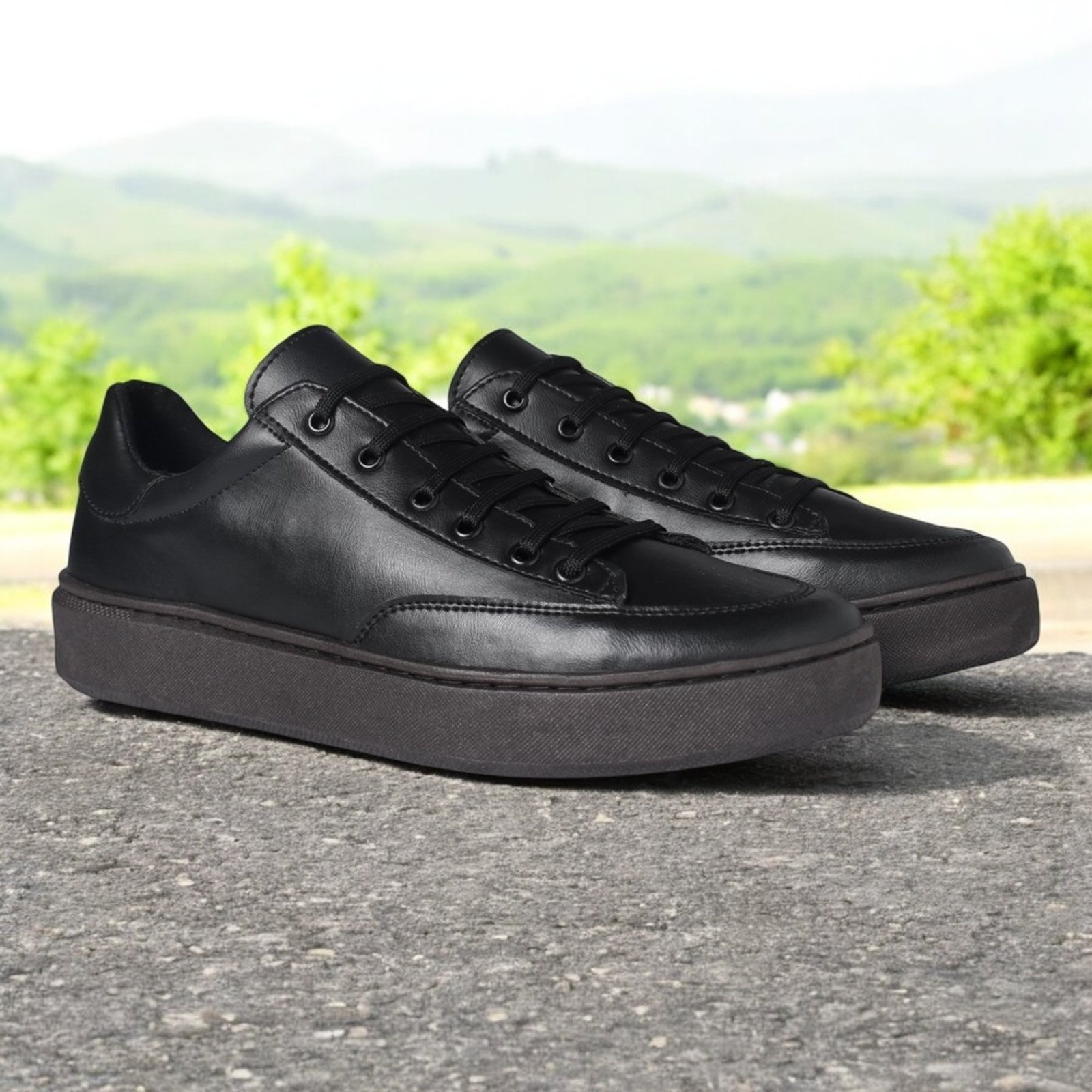 Sapatênis Tênis Masculino Casual Confortável Atacador Ajustável Moda Preto