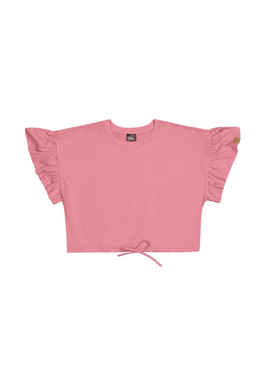 Infantil - Blusa Cropped Básica em Meia Malha Juvenil Gloss Rosa