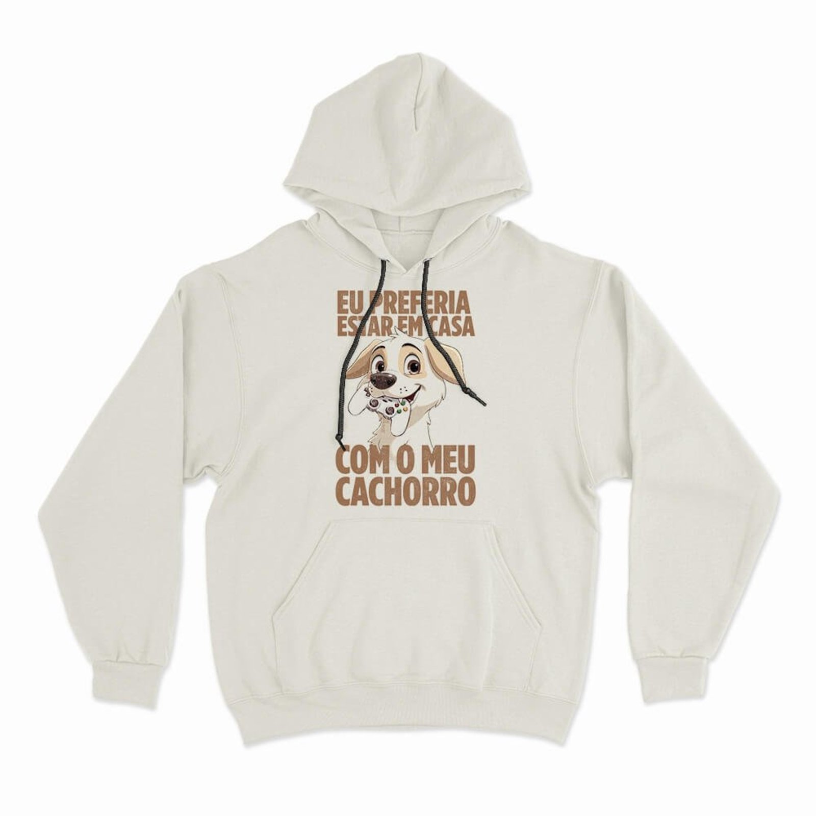 Moletom Com Capuz Preferia Estar Em Casa - Off White - Casual - Studio Geek