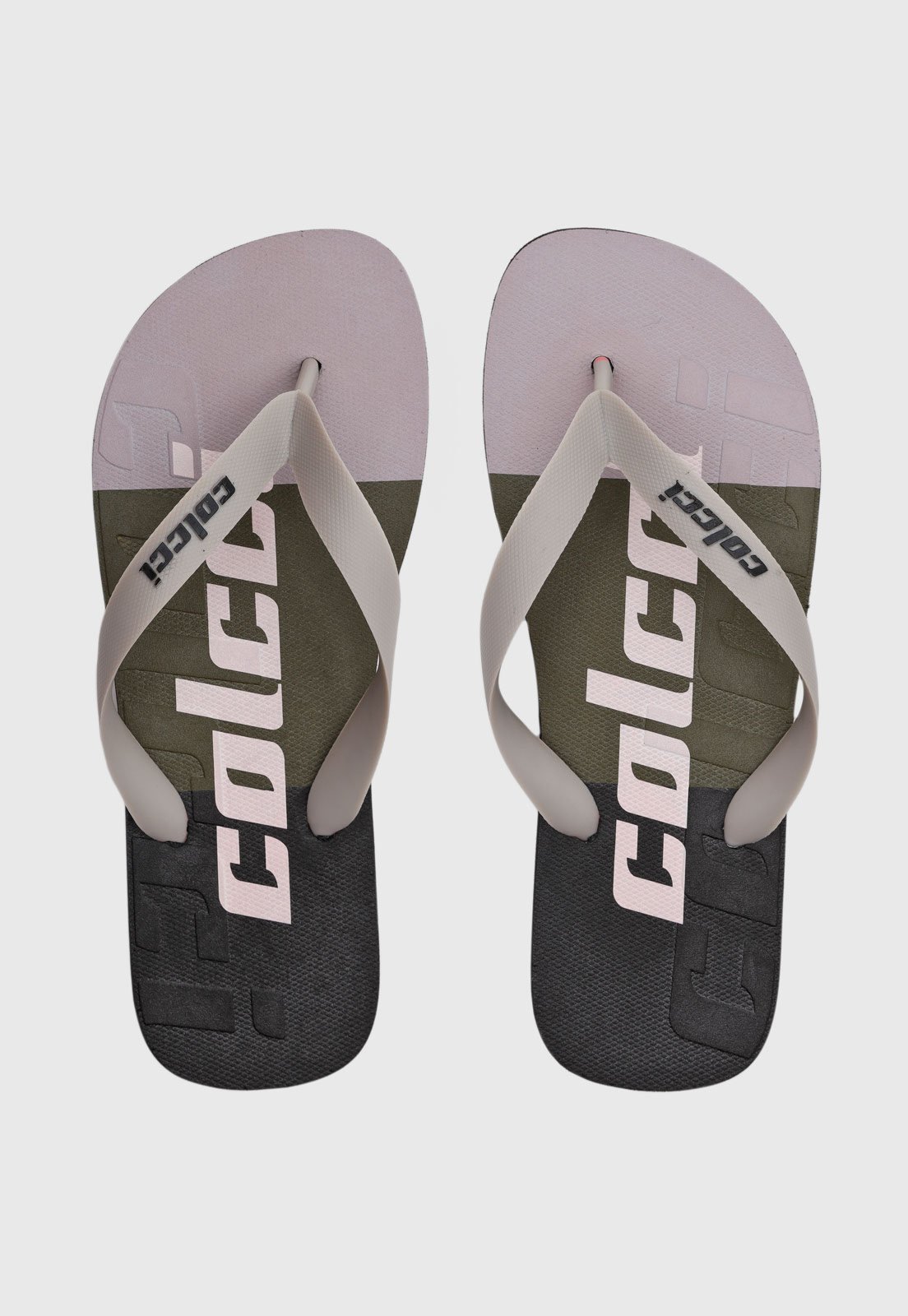 Chinelo Masculino Colcci Arpoador Preto/Verde Militar/Rosa Claro