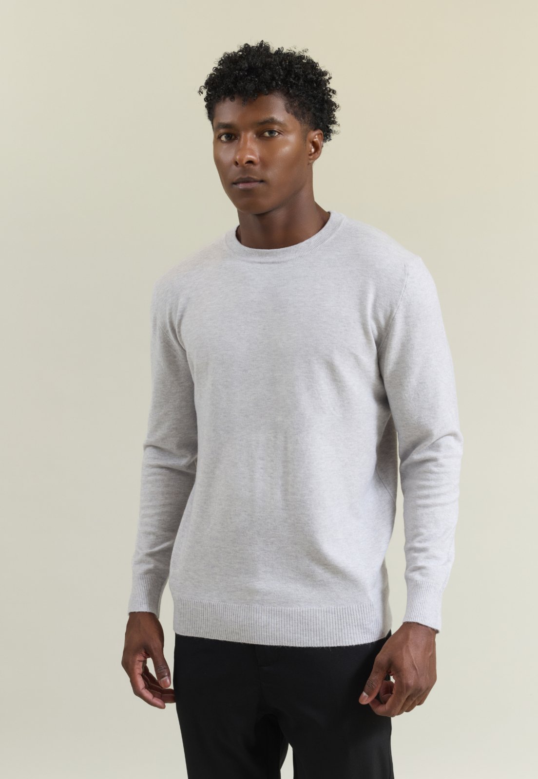 Suéter de Tricot Cashmere Masculino Casual Cinza Dialogo