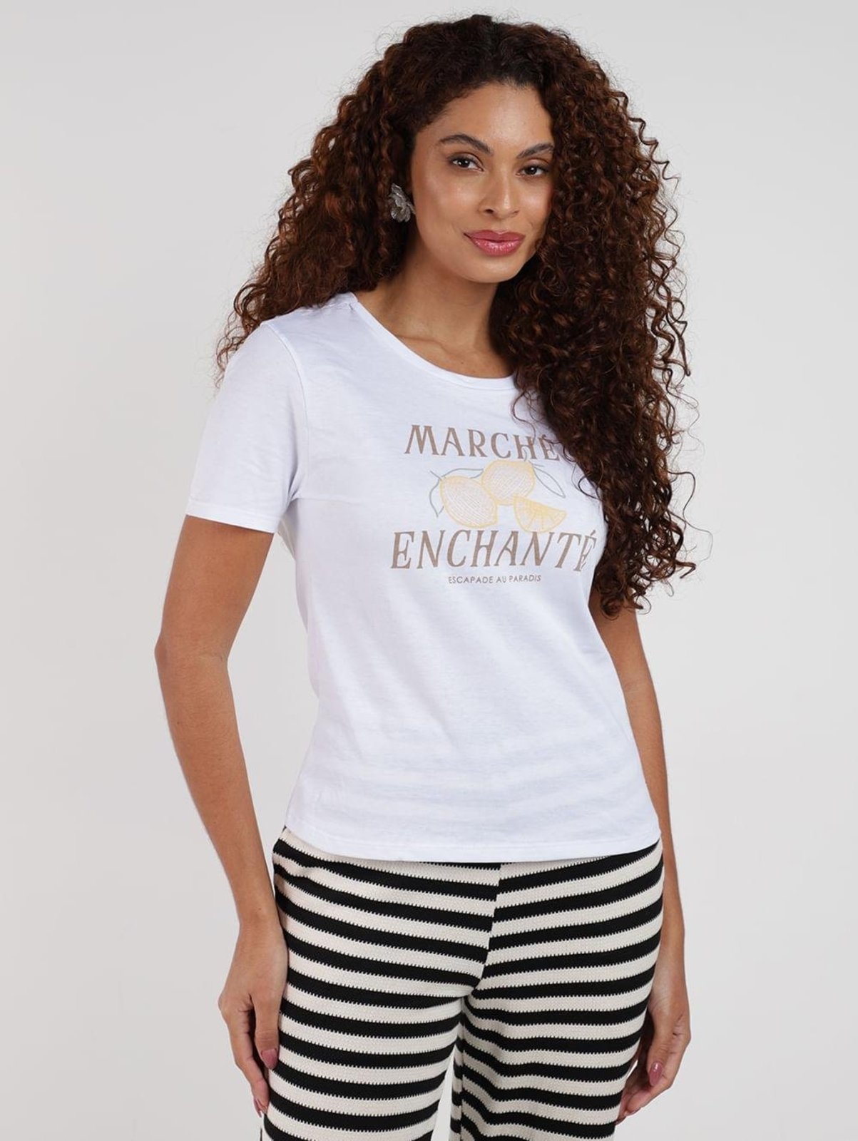 Blusa Meia Malha Limão Cativa Feminina BRANCO