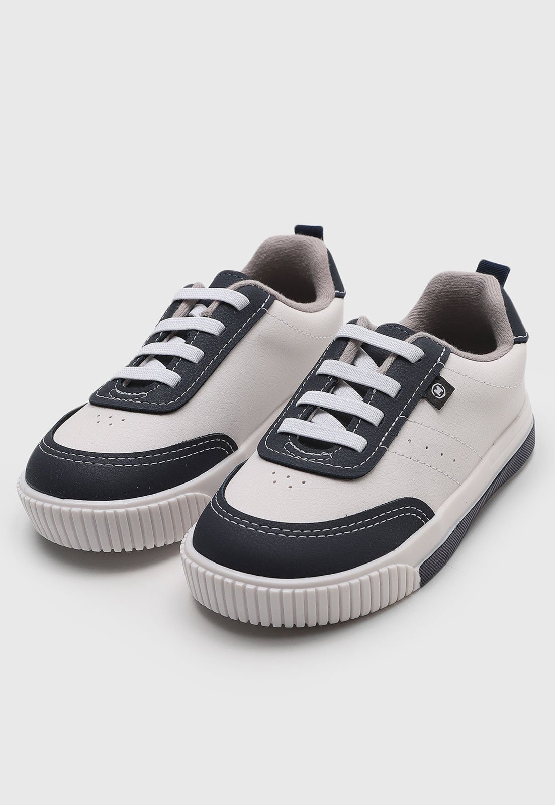 Infantil – Tênis Molekinho Recortes Off-White e Azul-Marinho