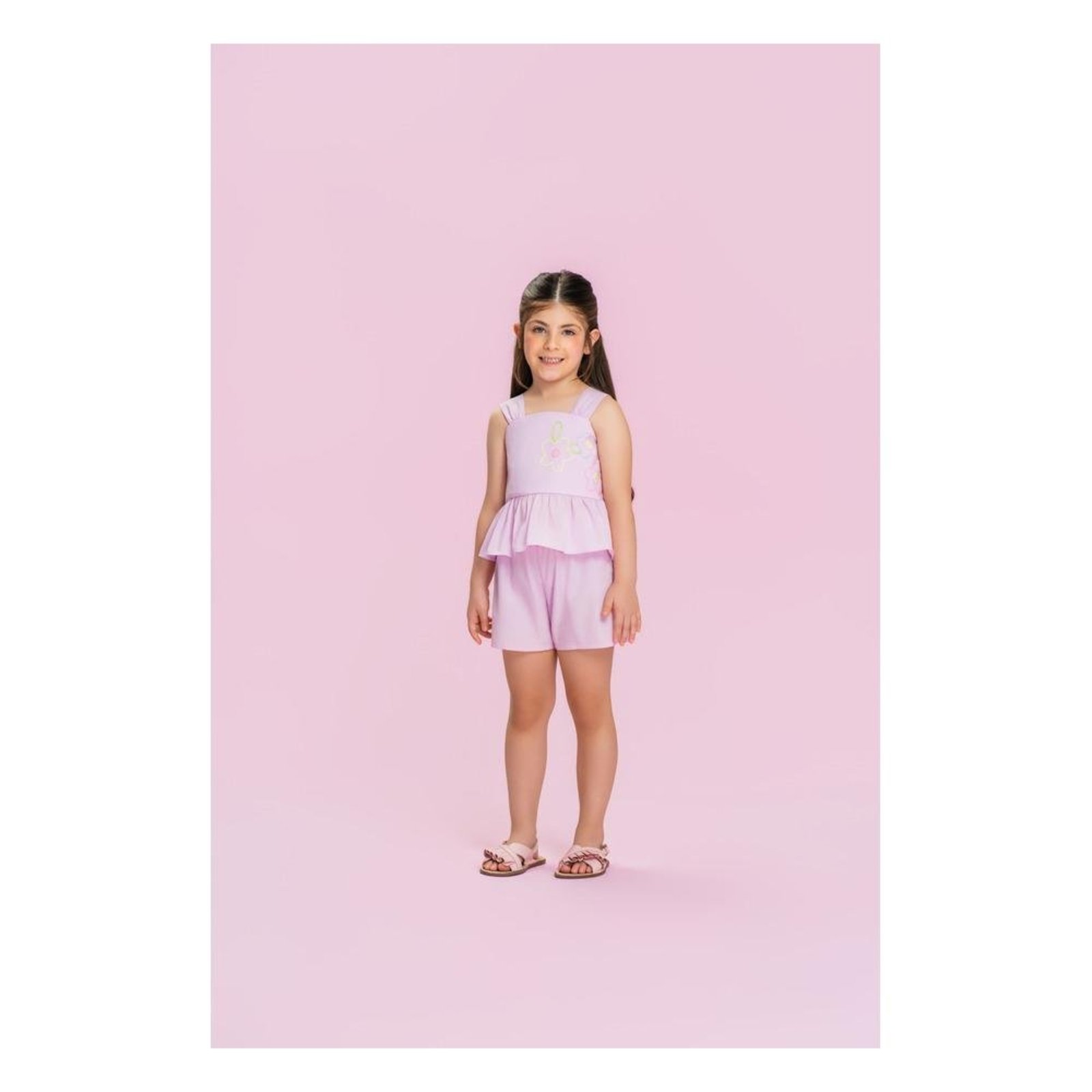 Infantil - Conjunto Feminino Blusa Peplum Shorts Mon Sucré Lilás 10 Roxo