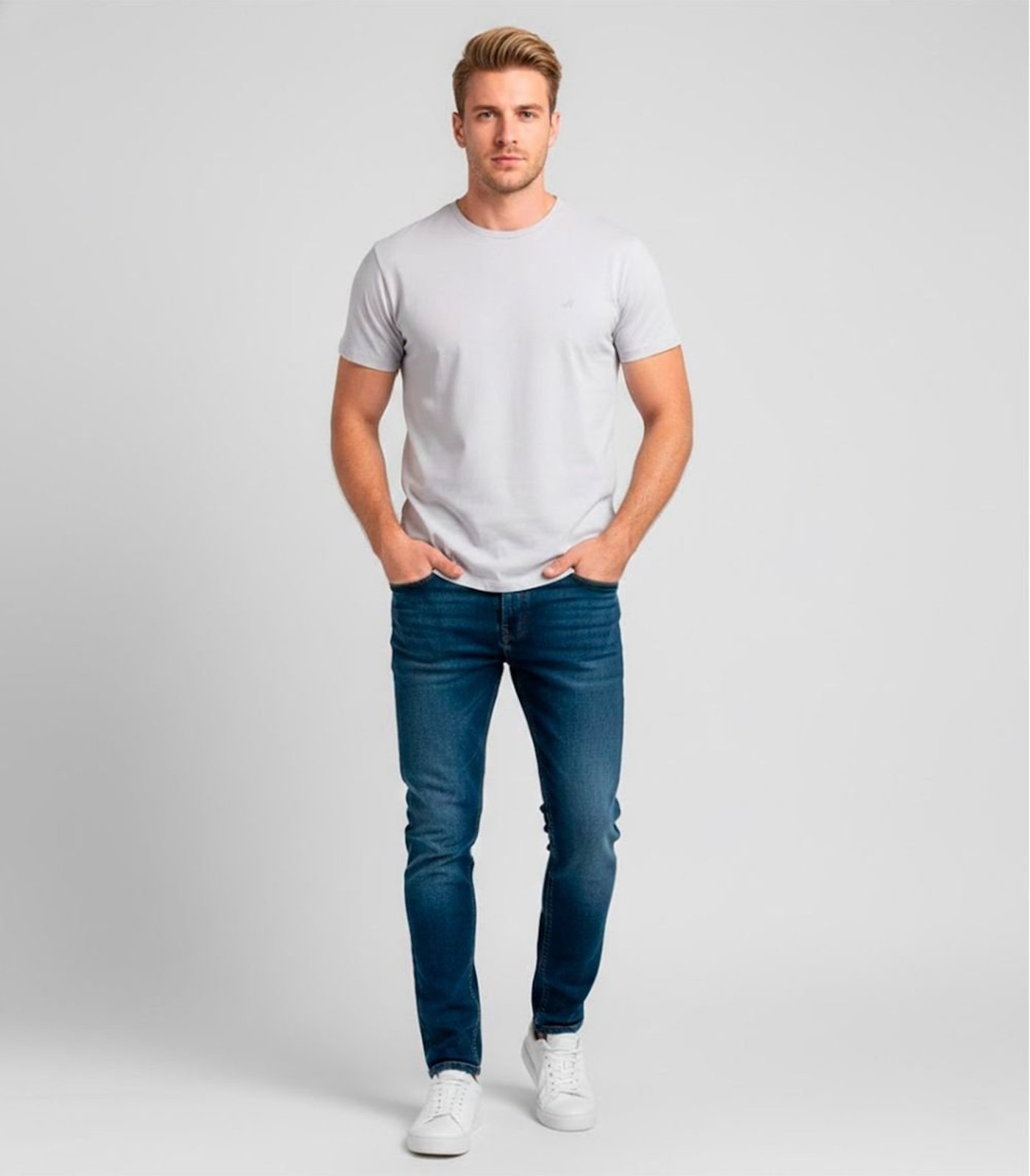 Camiseta Masculina Básica Select Cinza