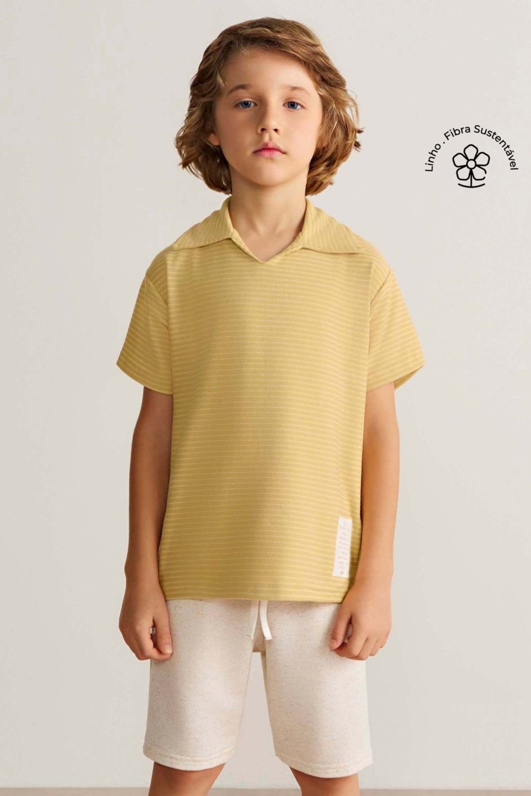 Infantil - Conjunto Menino Polo Listrada Colorittá Amarelo