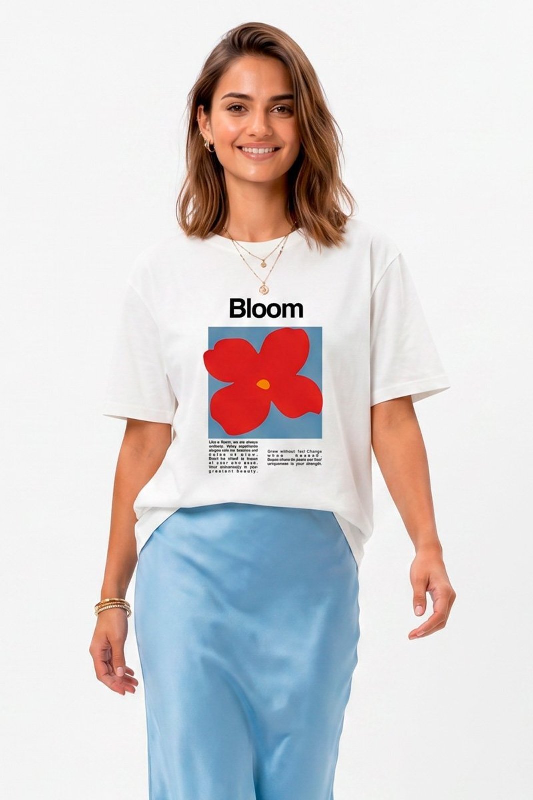 T-shirt Feminina Cianitas Off Estampa Bloom