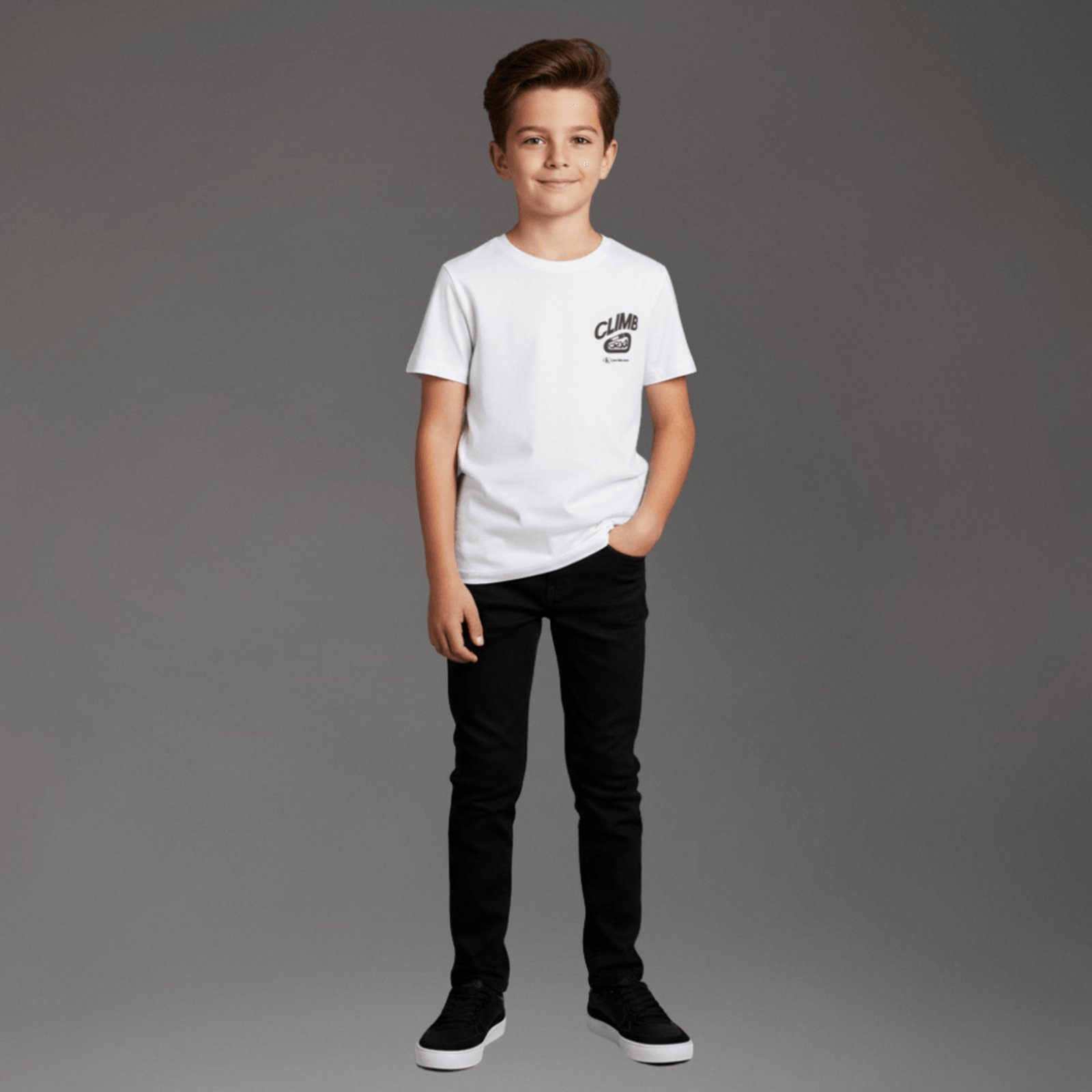 Camiseta Manga Curta Calvin Klein Jeans Menino Climb - Off White Calvin Klein Jeans
