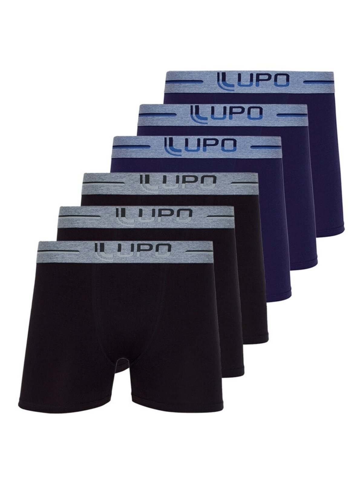 Kit com 6 Cuecas Boxer Lupo 784-016 Preto