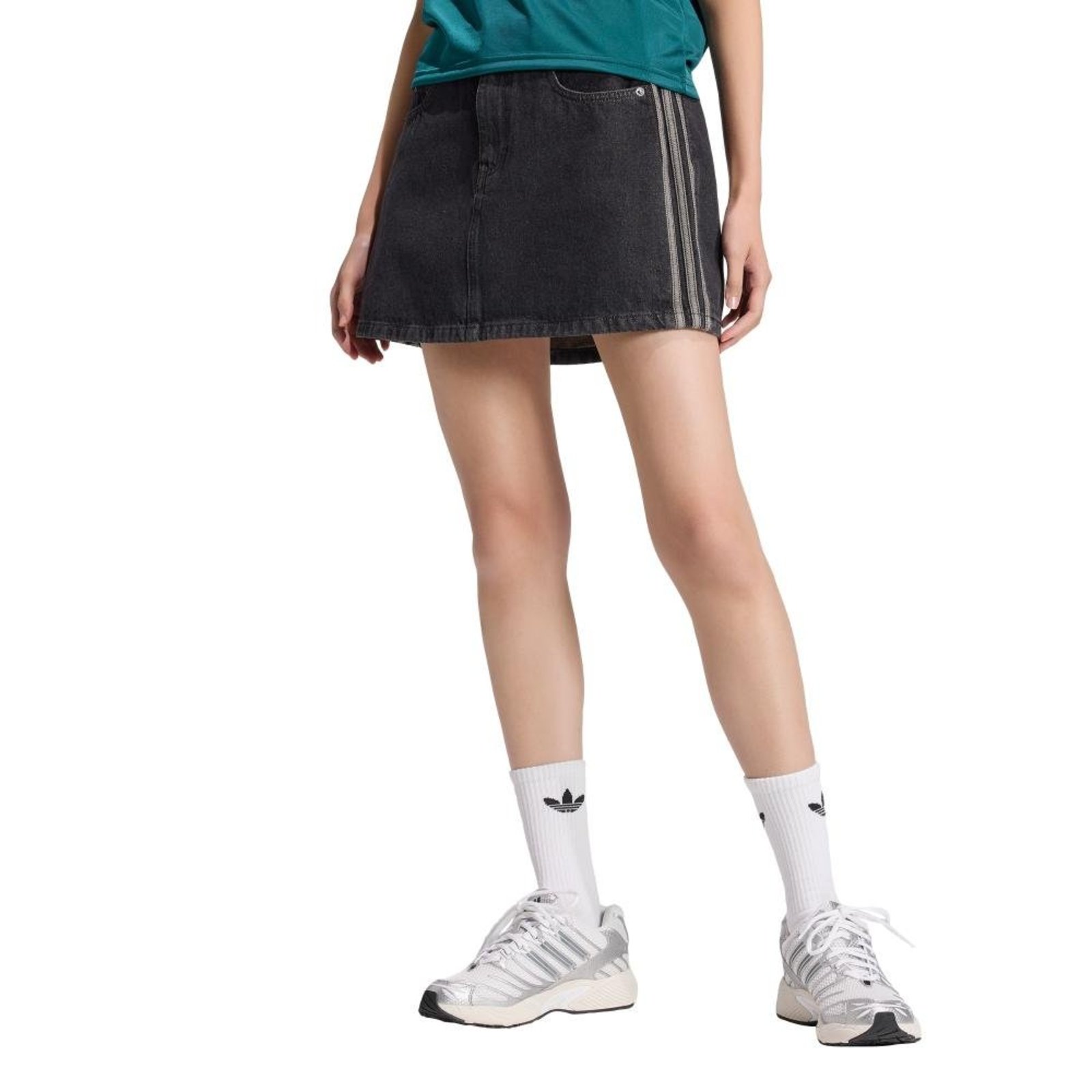Saia Jeans Cintura Média adidas Originals Preto